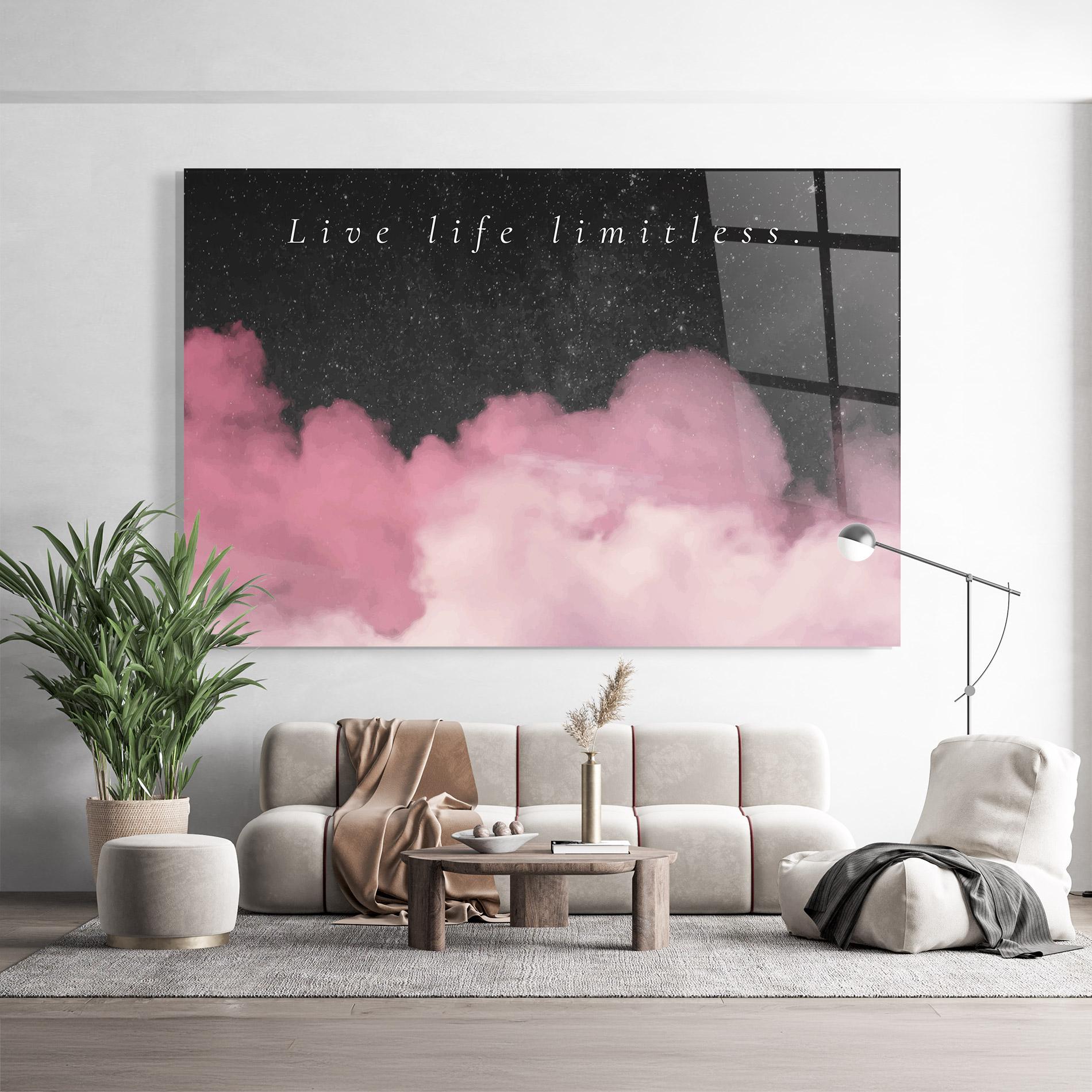 Üvegkép Clouds Text Pink mockup 9