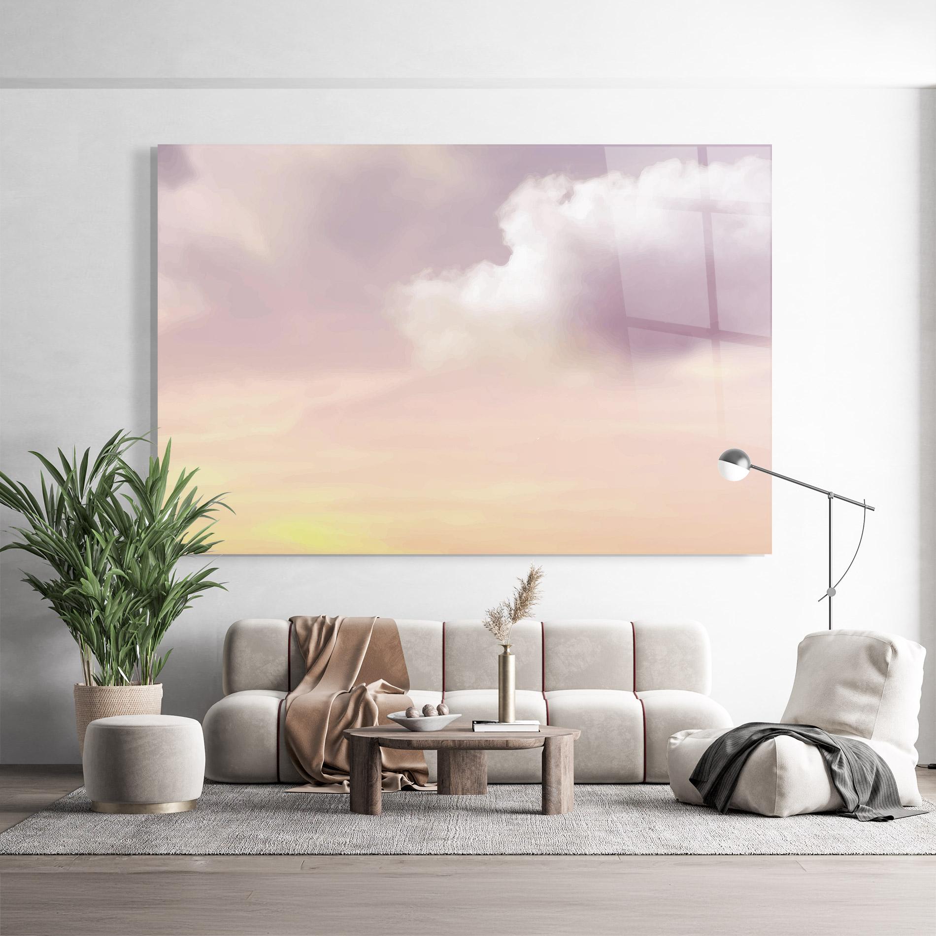 Üvegkép Clouds Watercolor Cream mockup 9