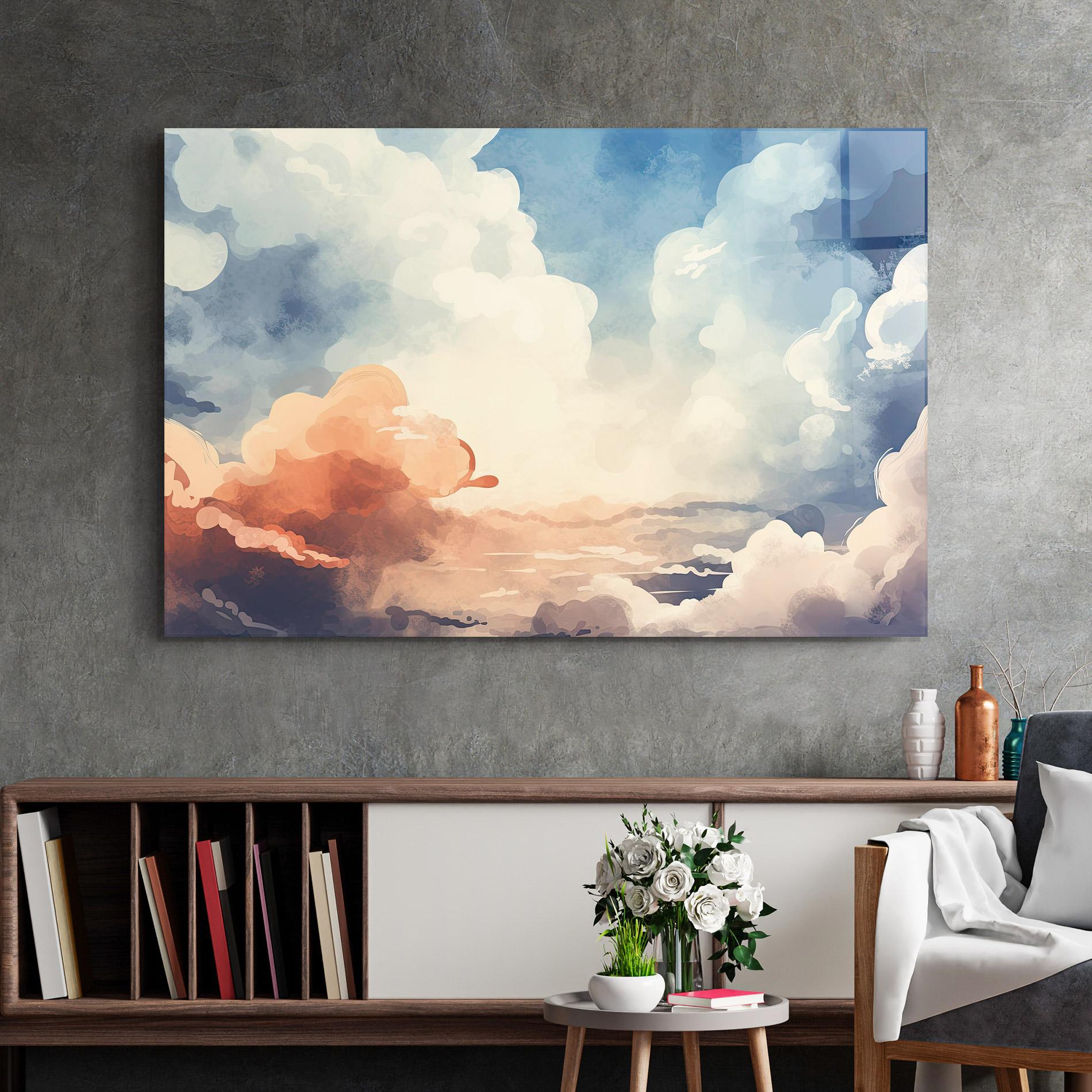 Üvegkép Clouds Painting mockup 2