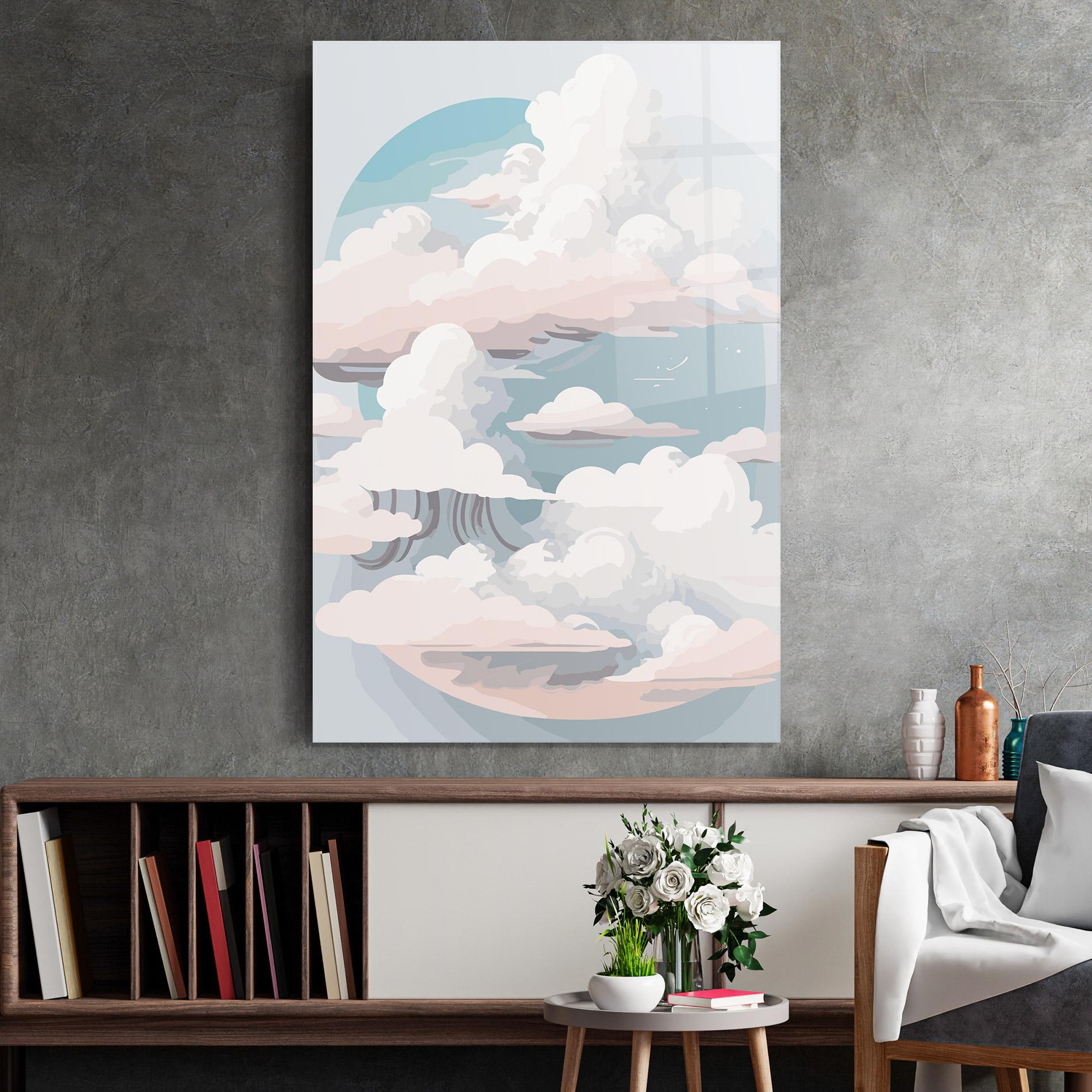 Üvegkép Cloud White Art mockup 2
