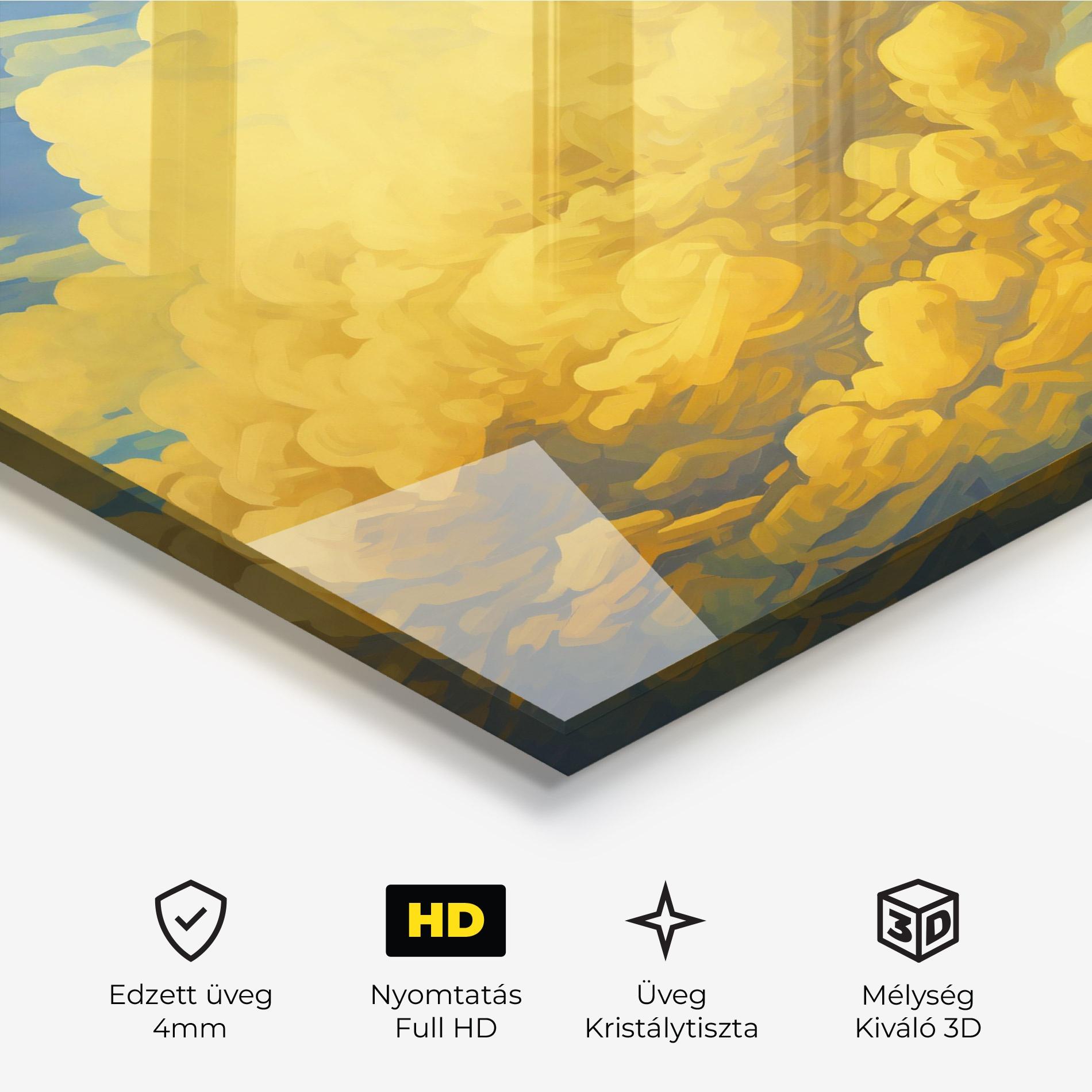 Üvegkép Big Yellow Cloud Art mockup 3
