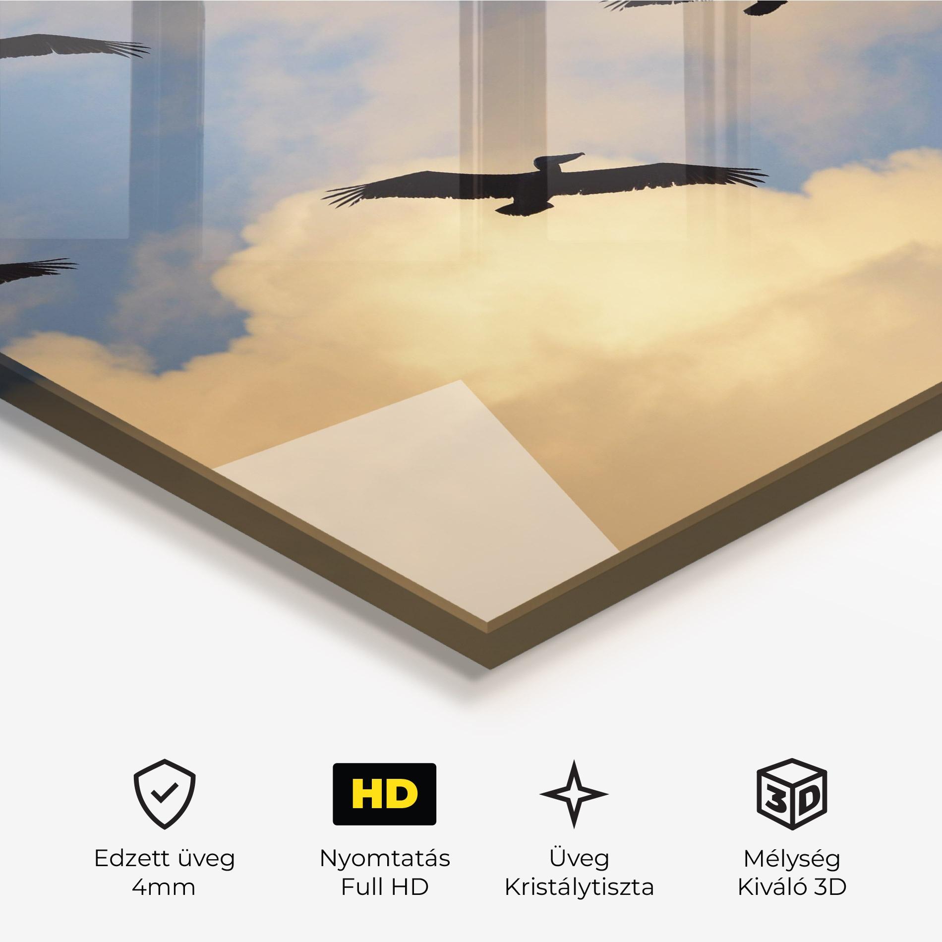 Üvegkép Bird Shilouette Cloud mockup 3