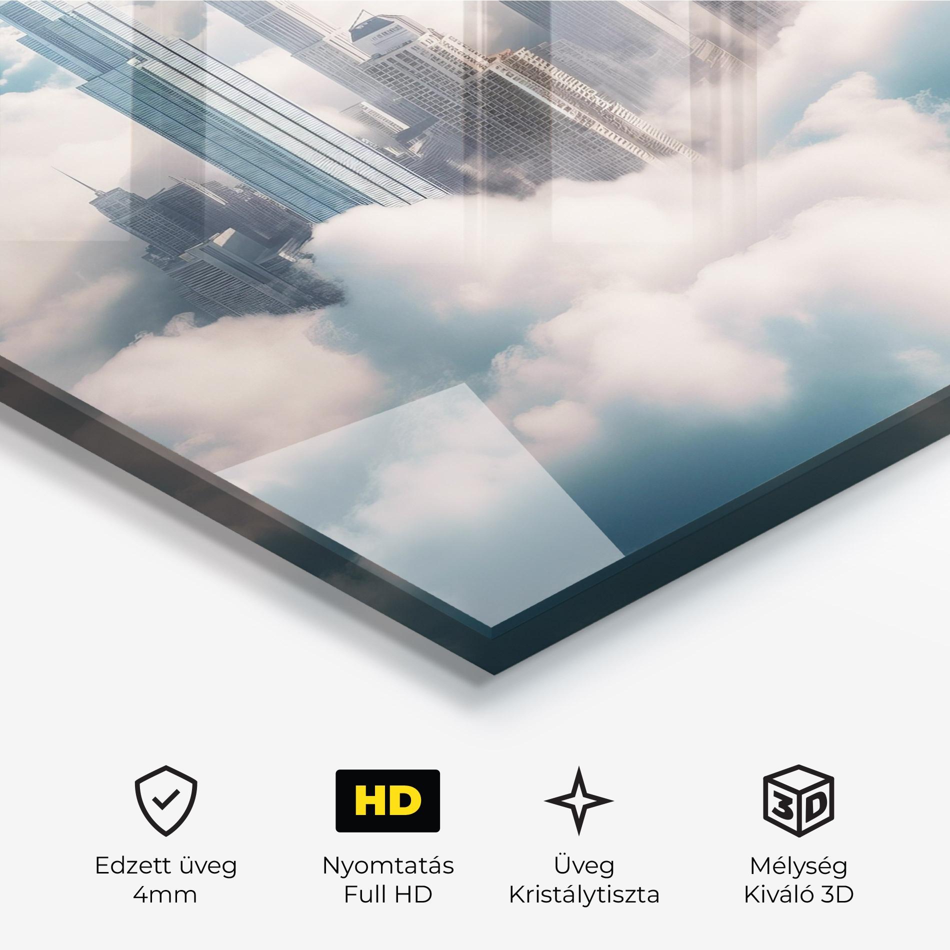 Üvegkép City Above Clouds mockup 3