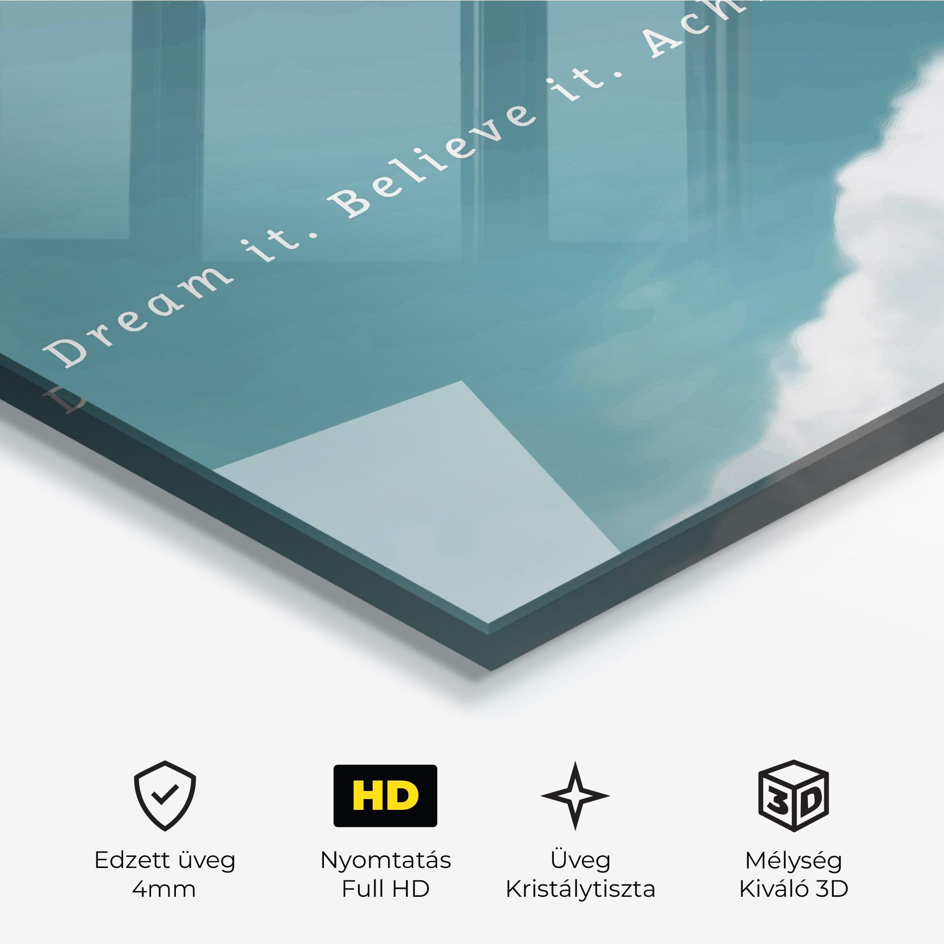 Üvegkép Clouds Text Green mockup 3