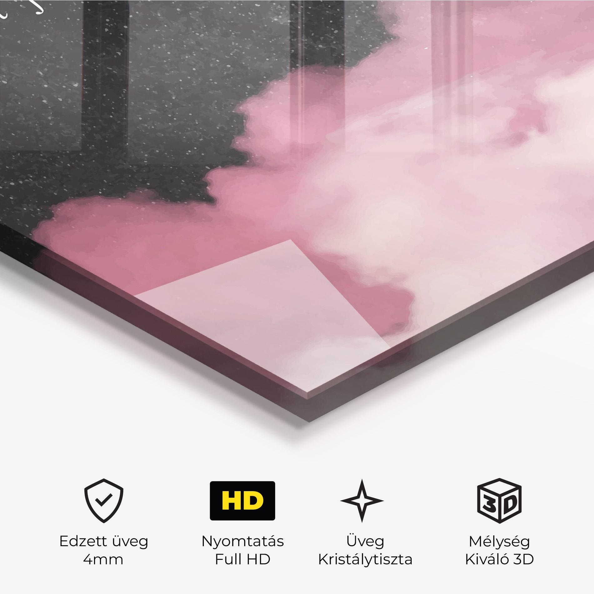 Üvegkép Clouds Text Pink mockup 3