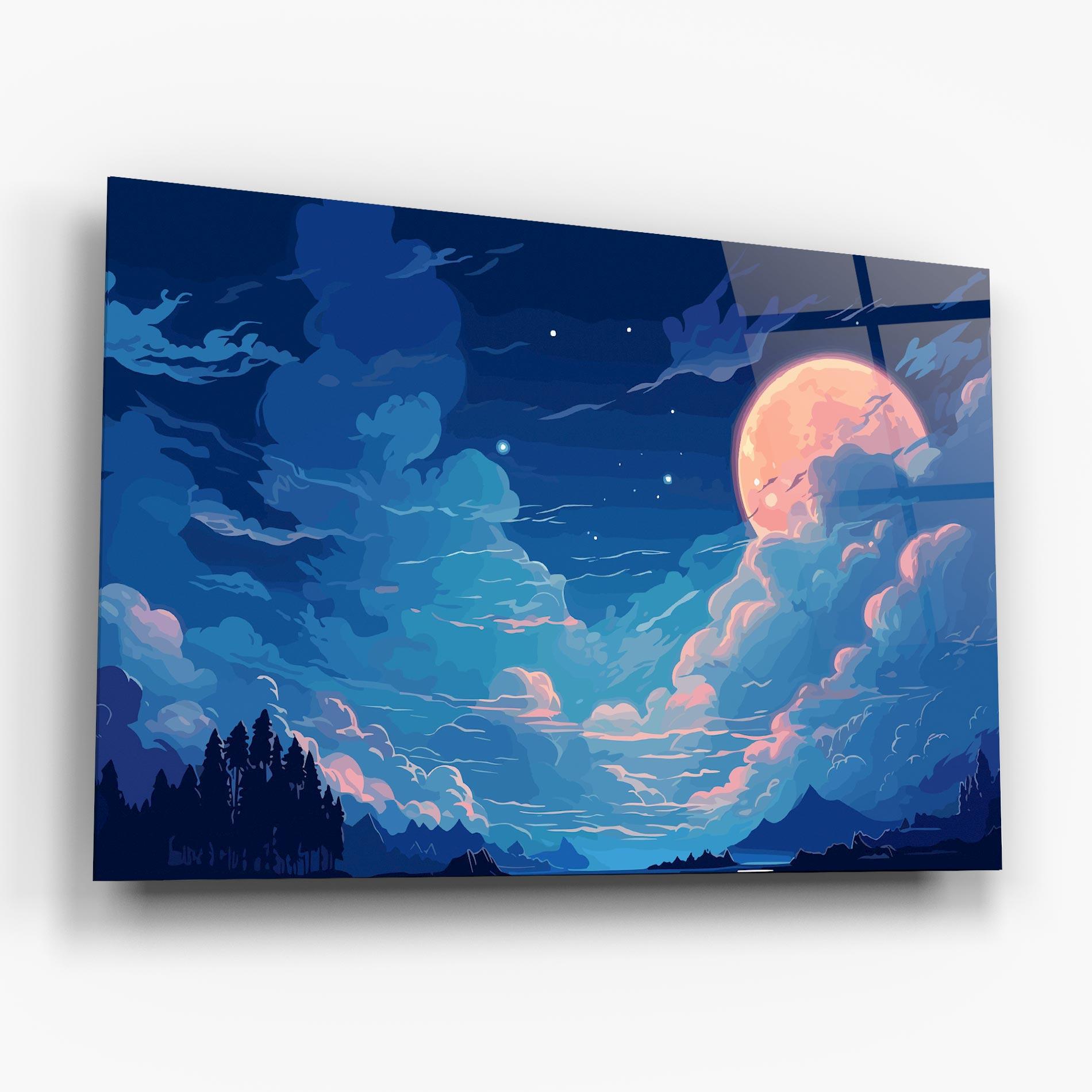 Üvegkép Blue Cloud Moon mockup 6