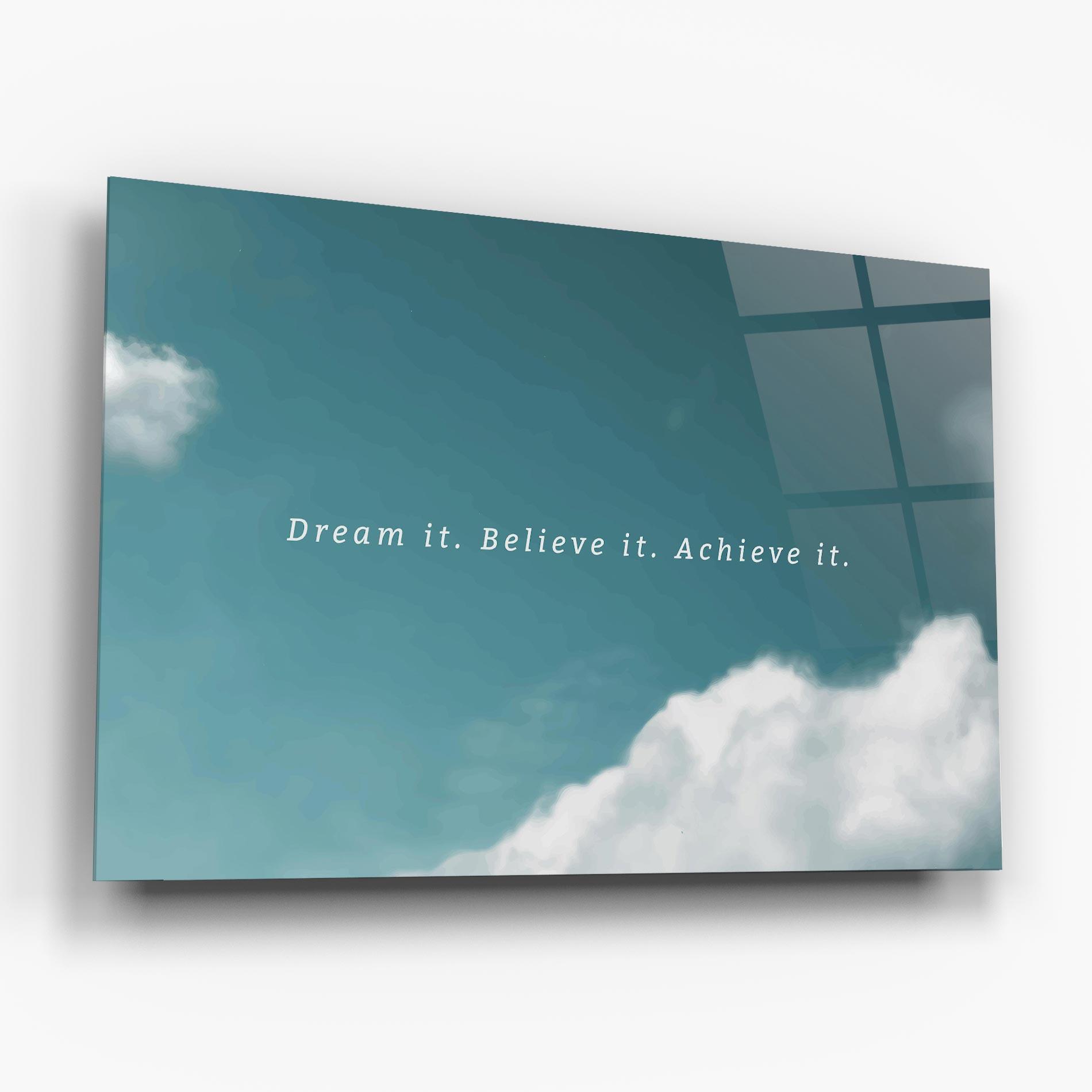 Üvegkép Clouds Text Green mockup 6