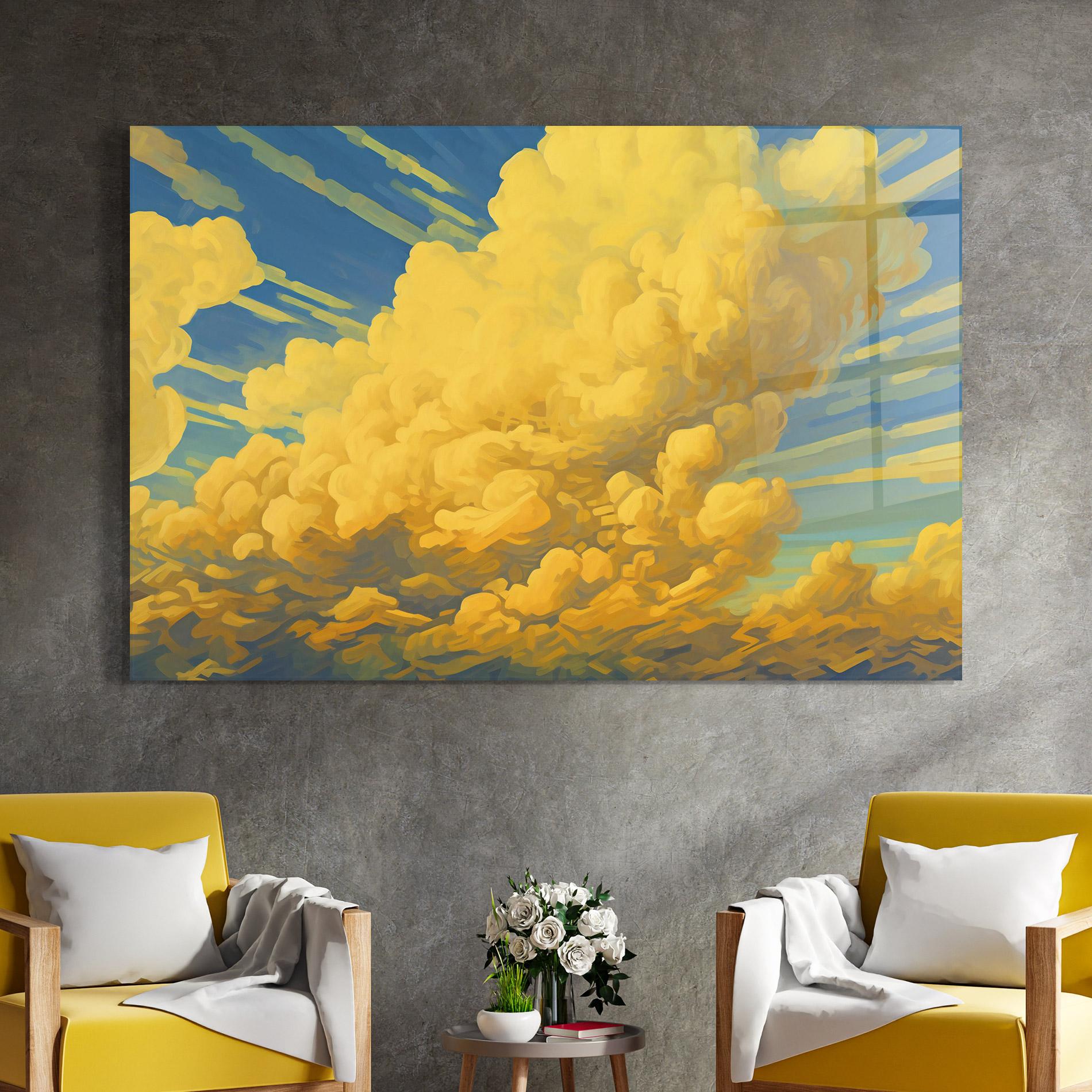 Üvegkép Big Yellow Cloud Art mockup 4