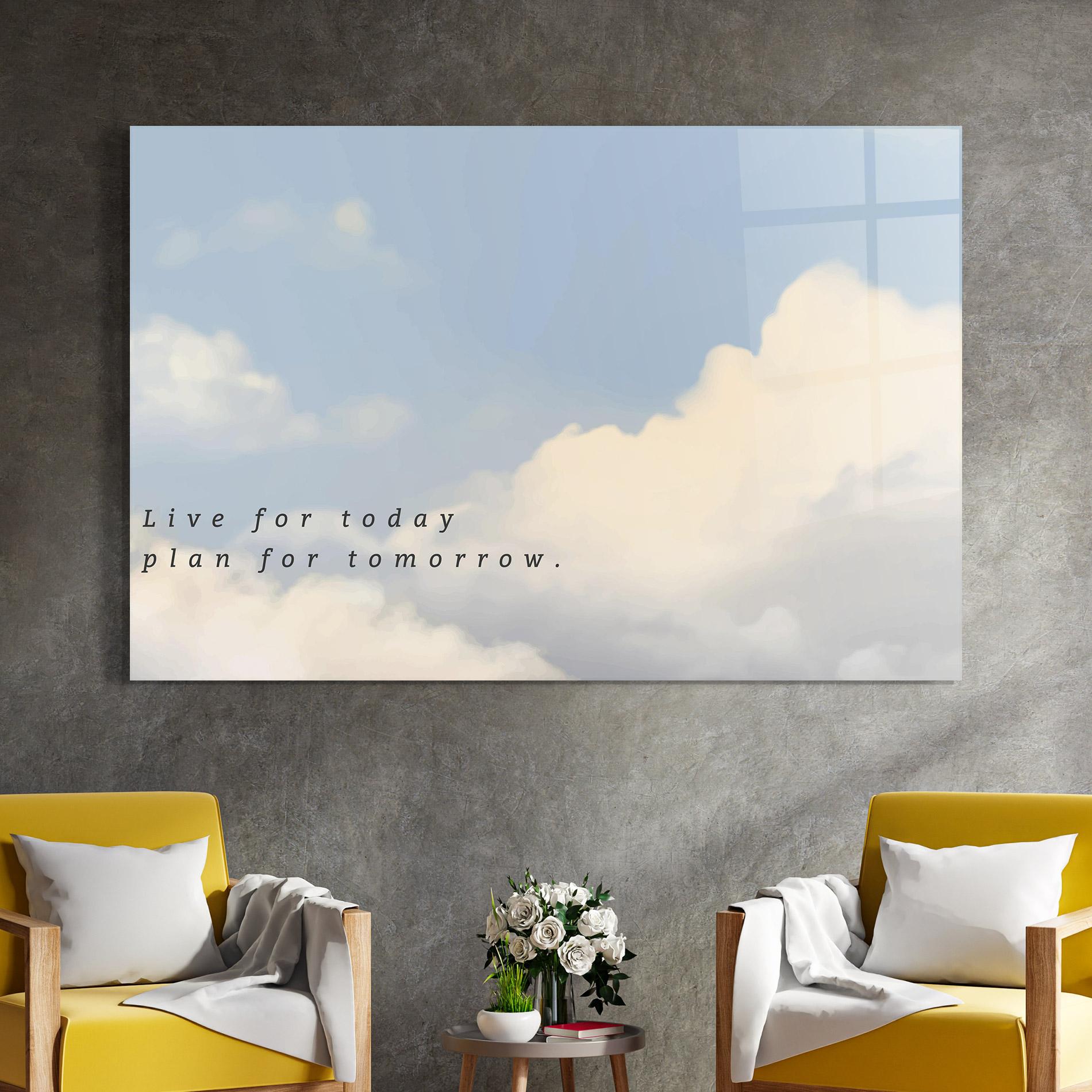 Üvegkép Clouds Text Blue mockup 4