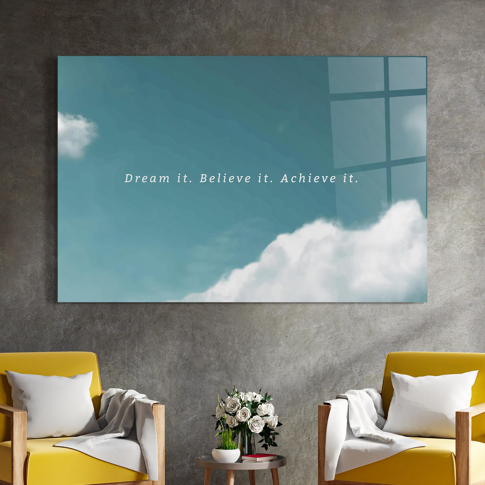 Üvegkép Clouds Text Green mockup 4