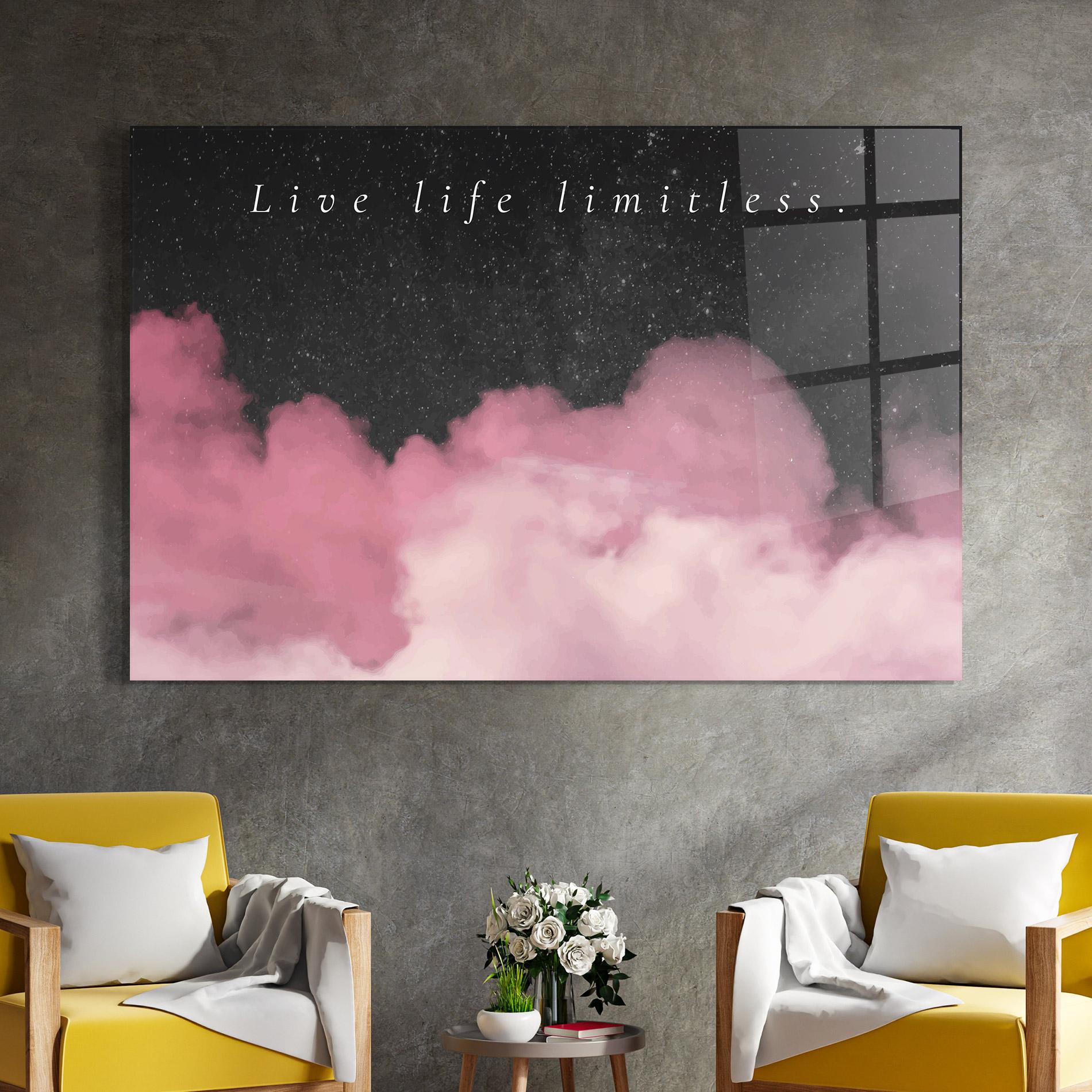 Üvegkép Clouds Text Pink mockup 4