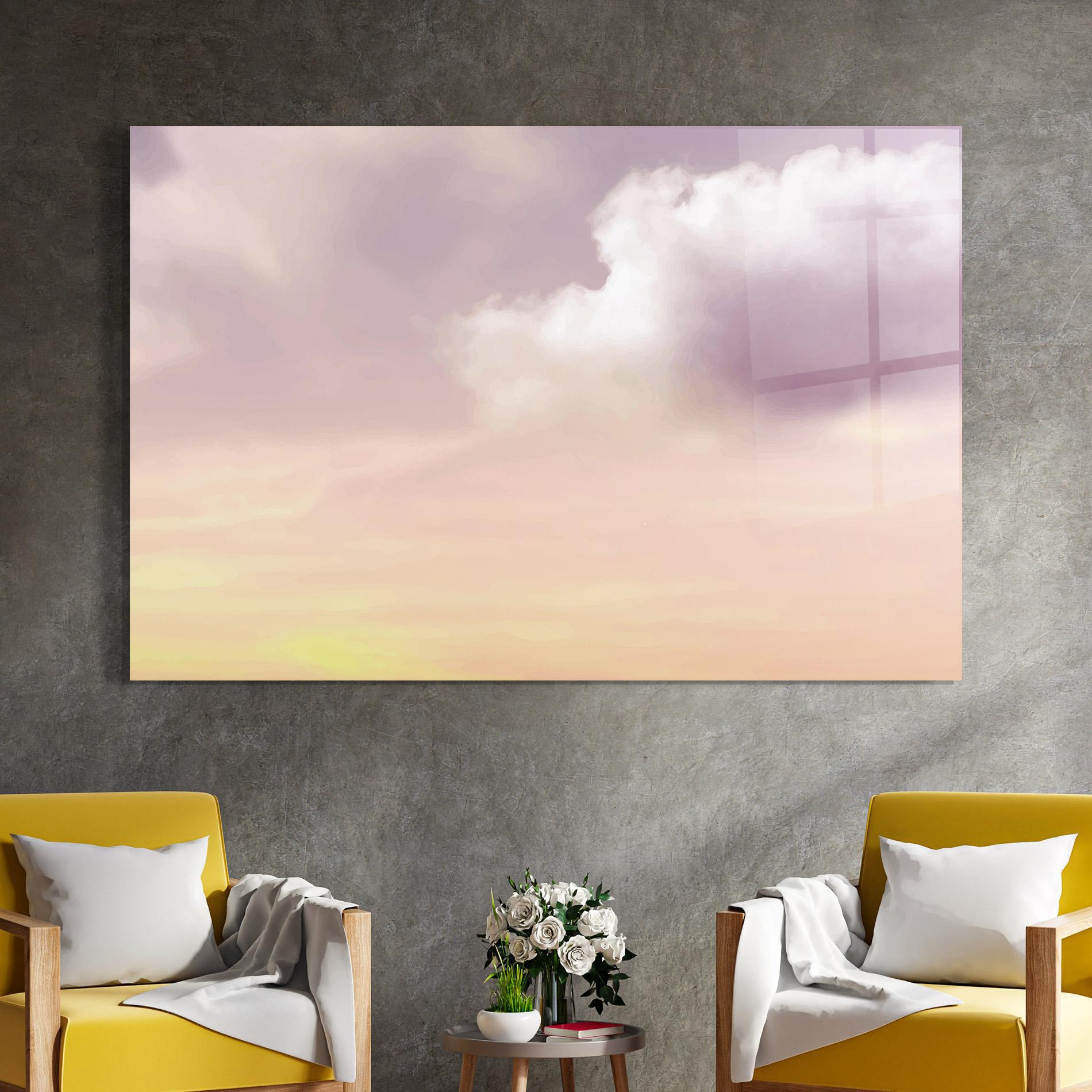 Üvegkép Clouds Watercolor Cream mockup 4