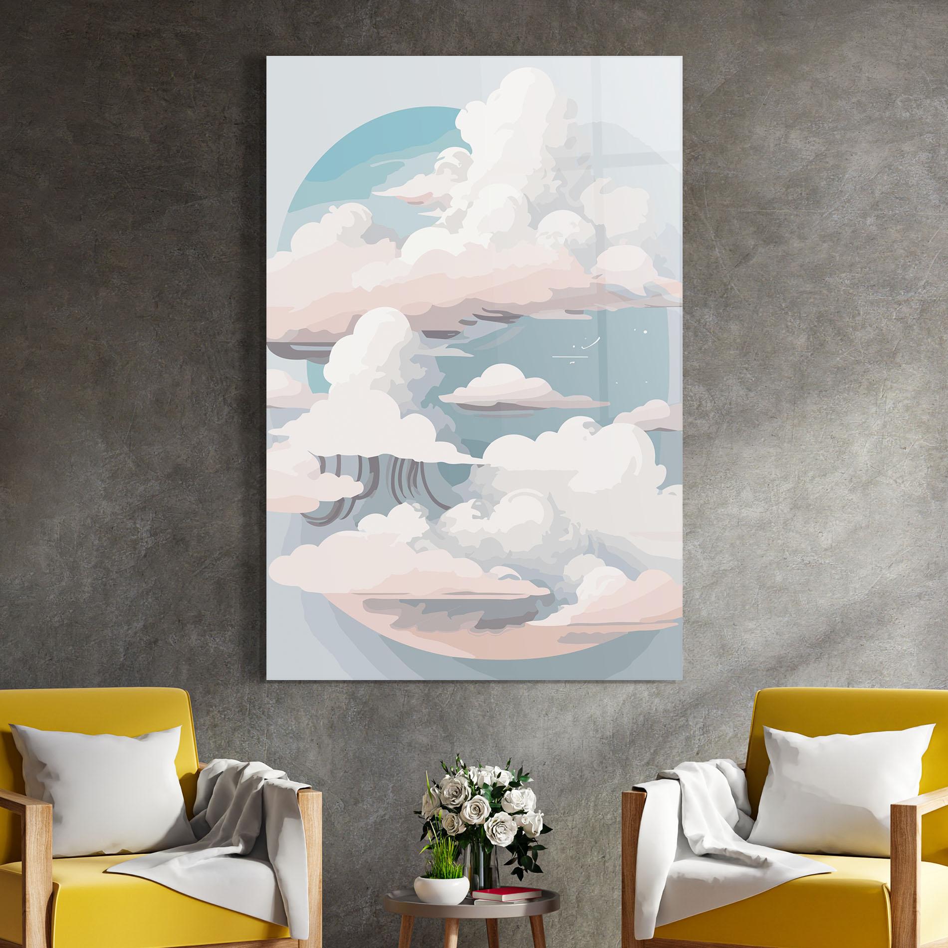 Üvegkép Cloud White Art mockup 4