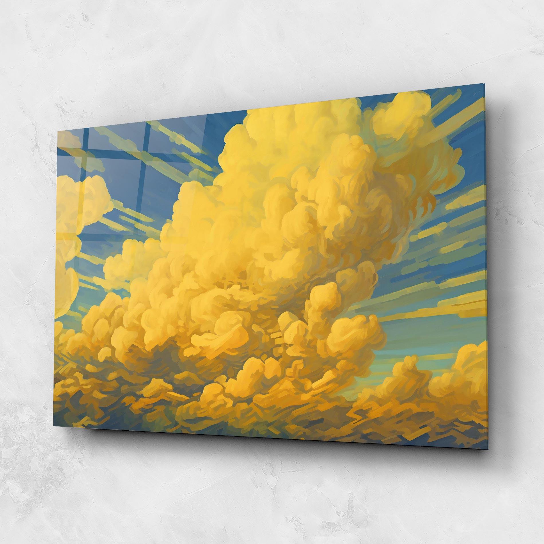 Üvegkép Big Yellow Cloud Art mockup 1