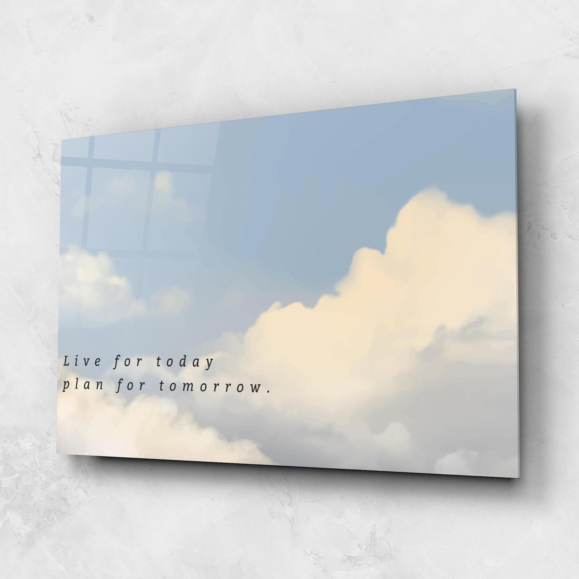Üvegkép Clouds Text Blue mockup 1