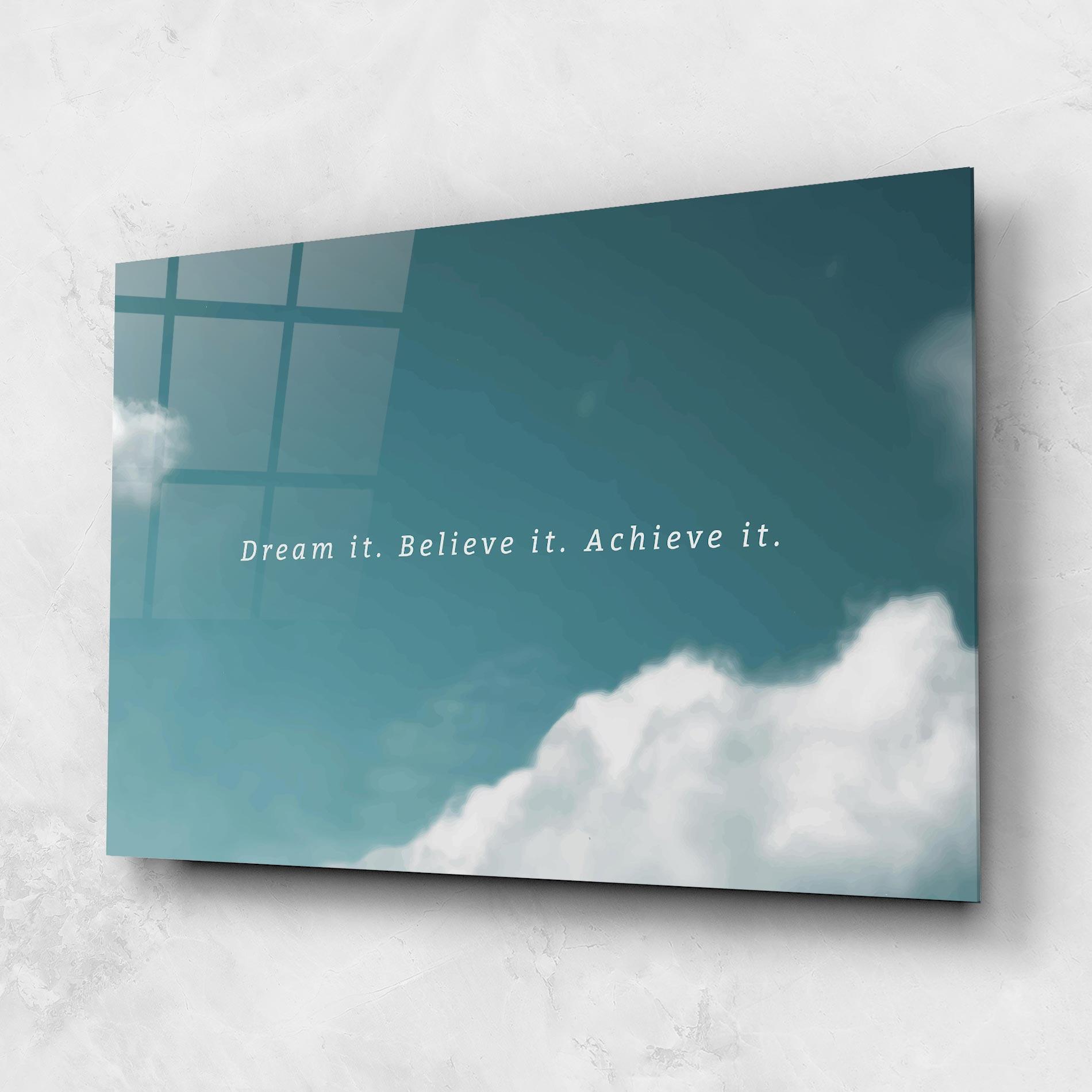 Üvegkép Clouds Text Green mockup 1