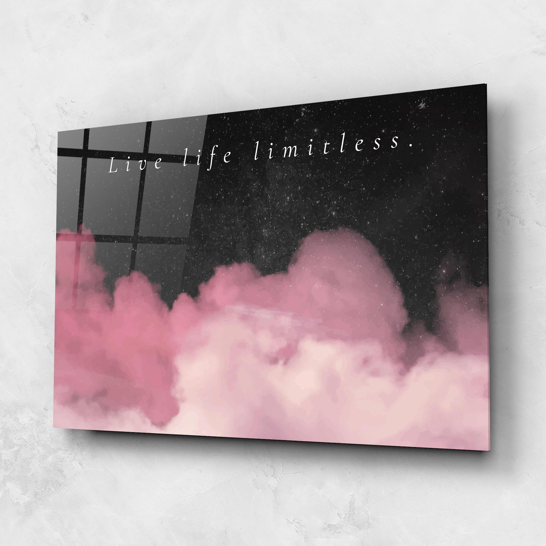 Üvegkép Clouds Text Pink mockup 1