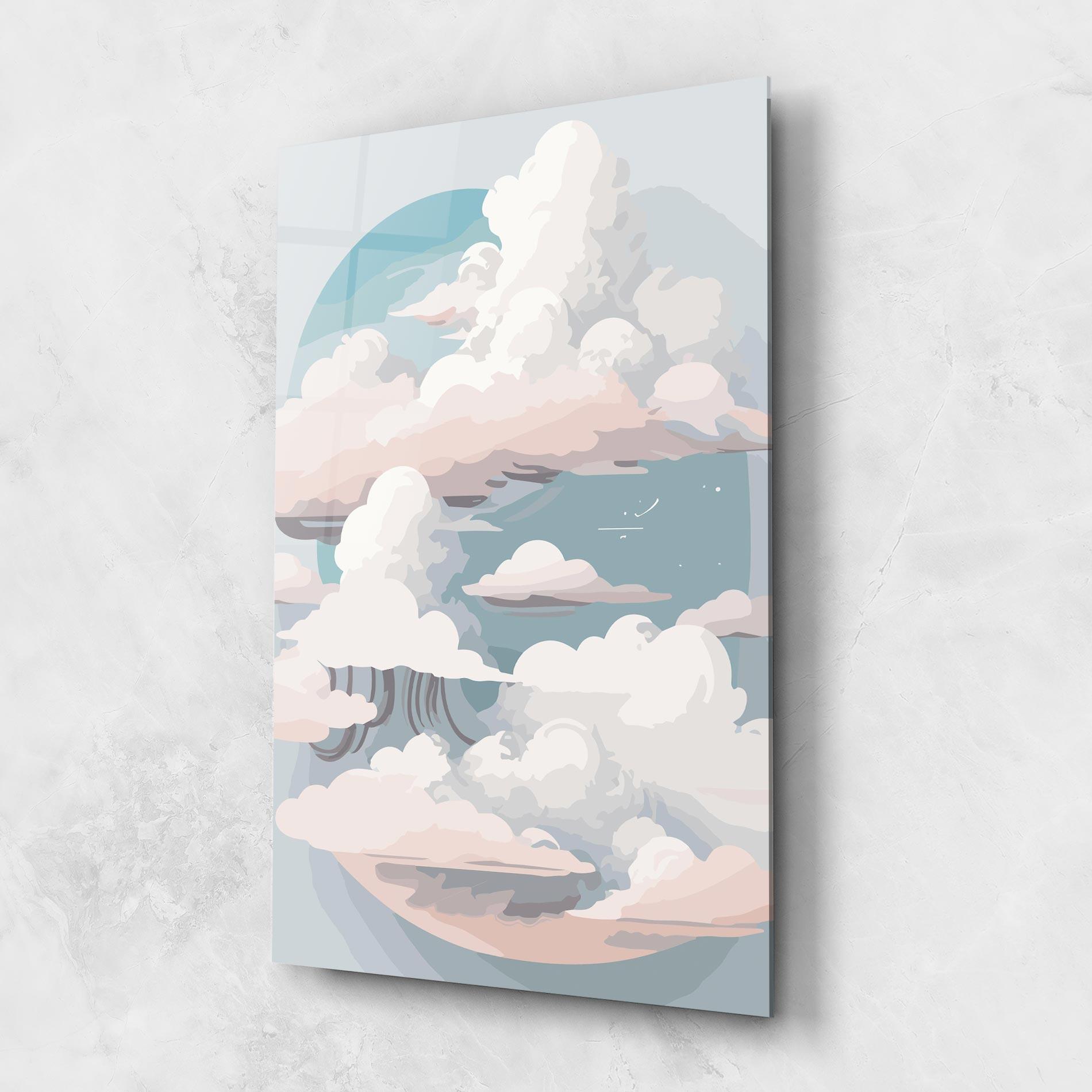 Üvegkép Cloud White Art mockup 1
