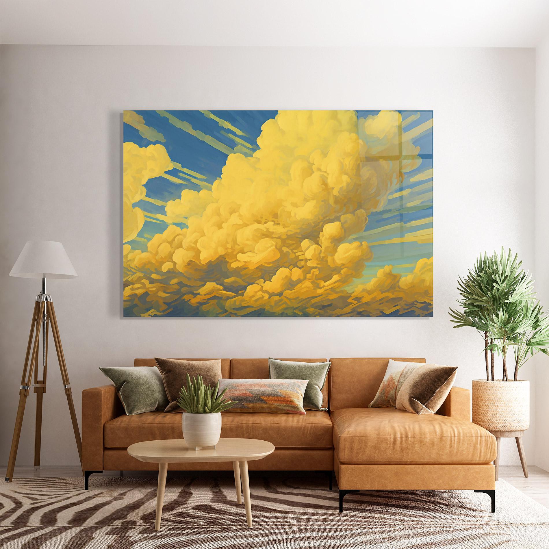 Üvegkép Big Yellow Cloud Art mockup 7