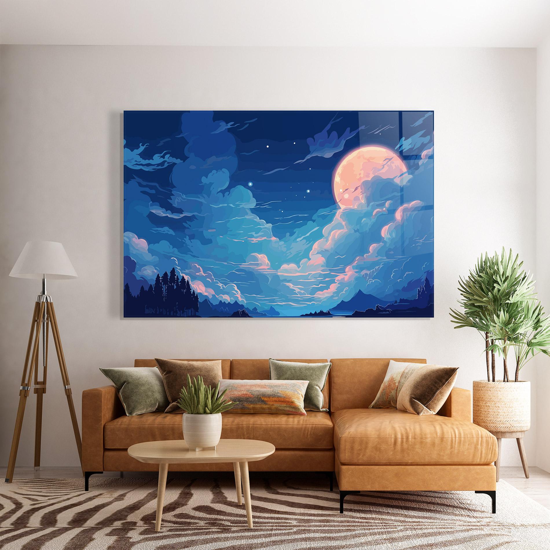 Üvegkép Blue Cloud Moon mockup 7