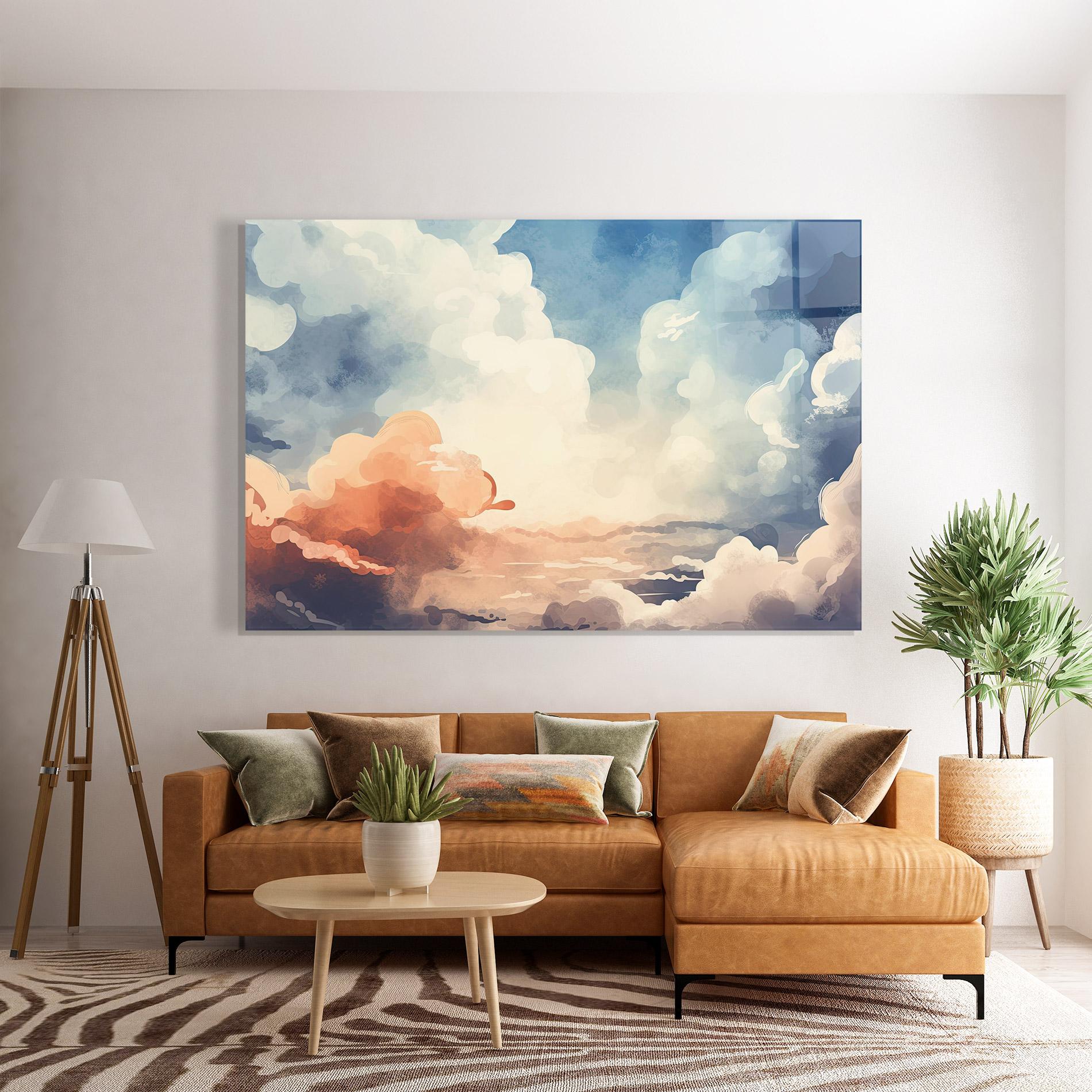 Üvegkép Clouds Painting mockup 7