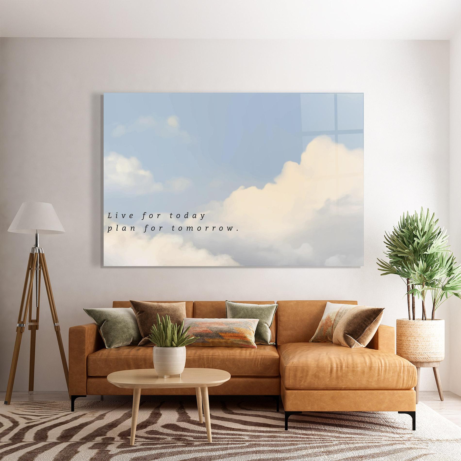 Üvegkép Clouds Text Blue mockup 7