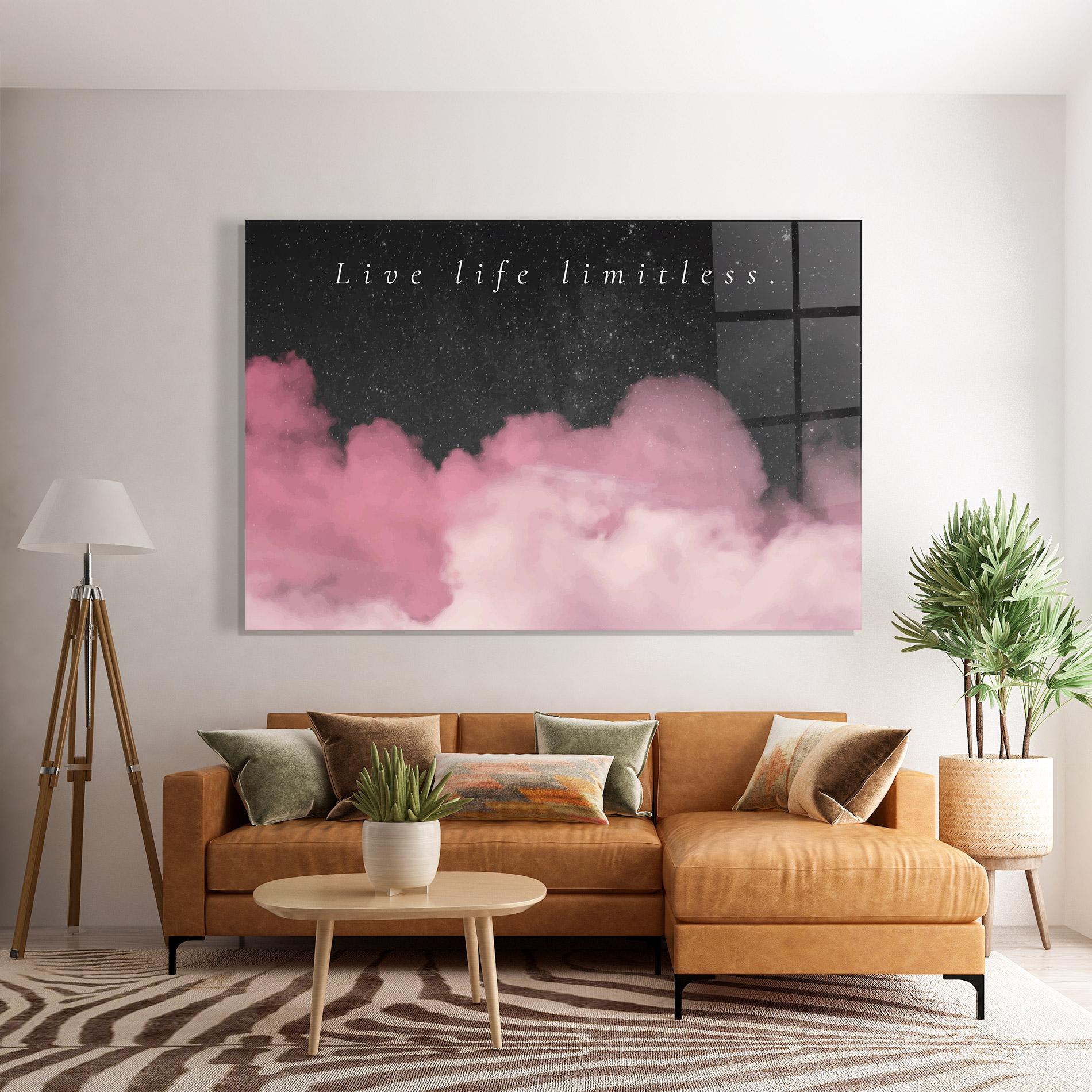 Üvegkép Clouds Text Pink mockup 7