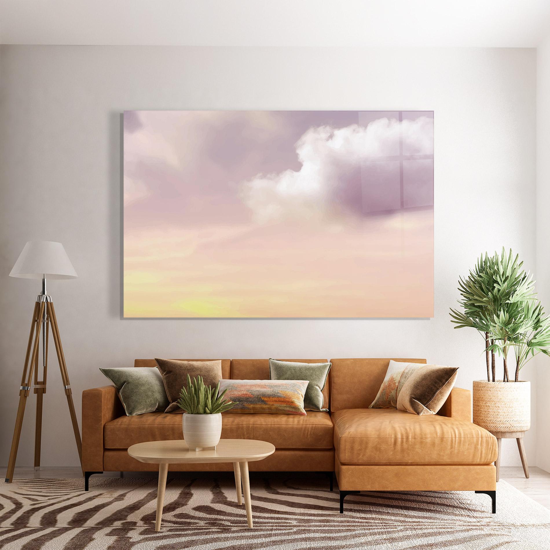 Üvegkép Clouds Watercolor Cream mockup 7