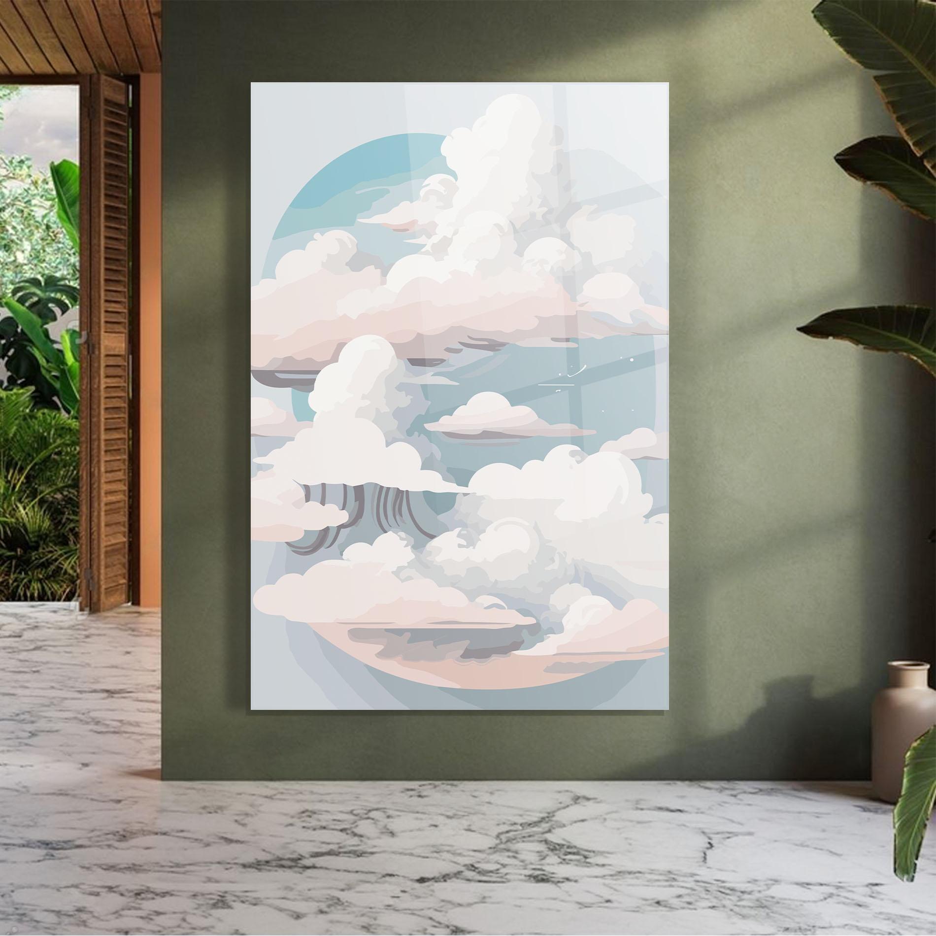 Üvegkép Cloud White Art mockup 7