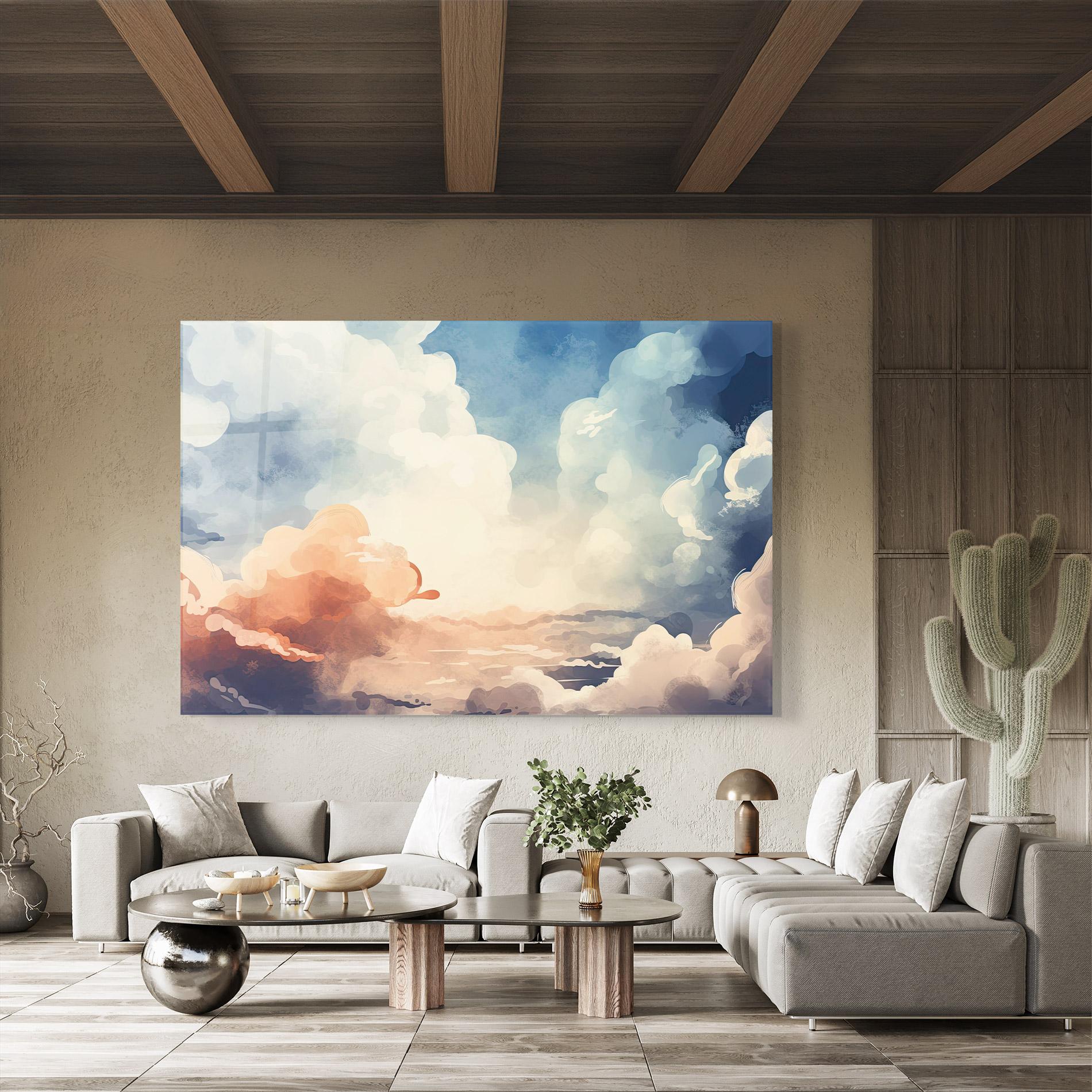 Üvegkép Clouds Painting mockup 8