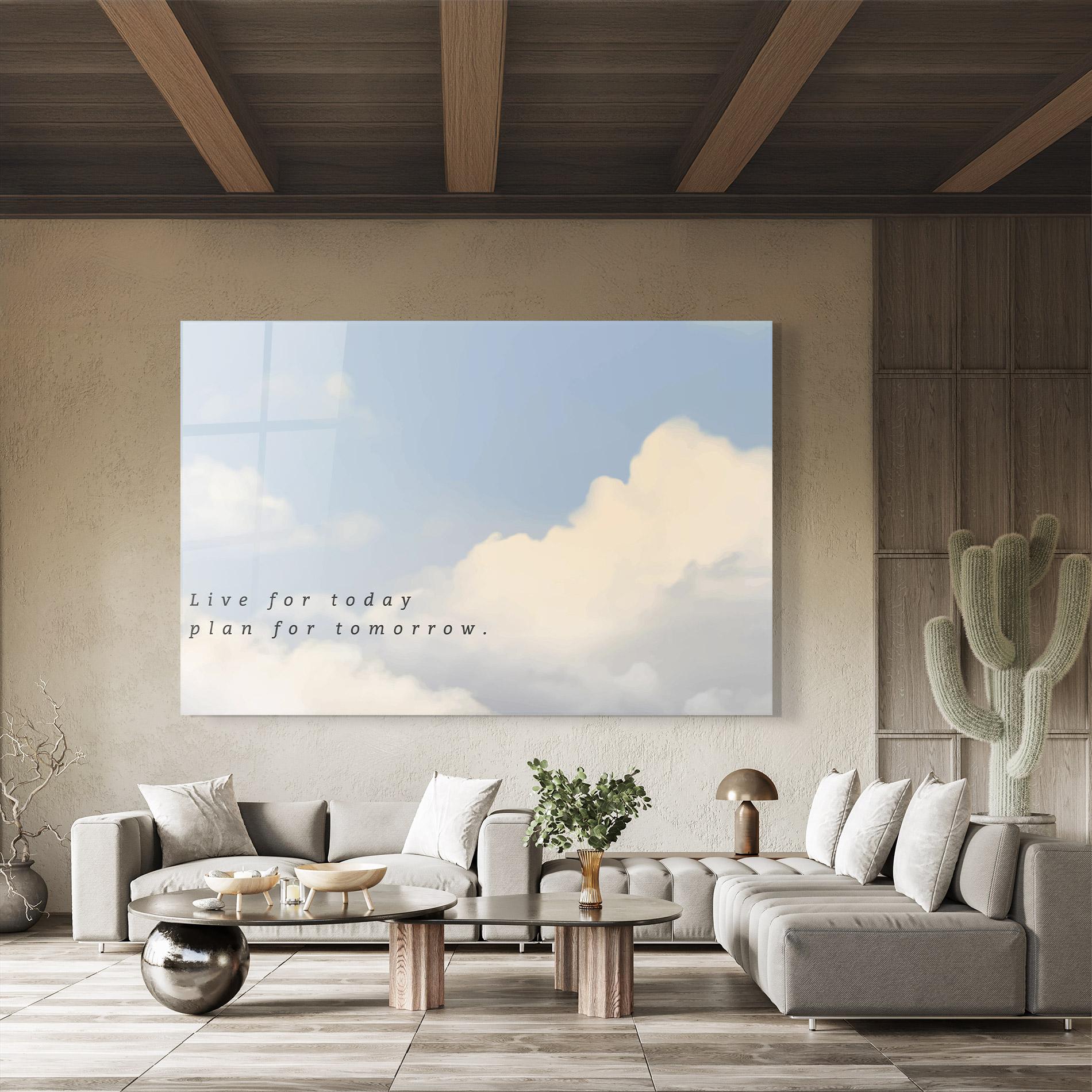 Üvegkép Clouds Text Blue mockup 8