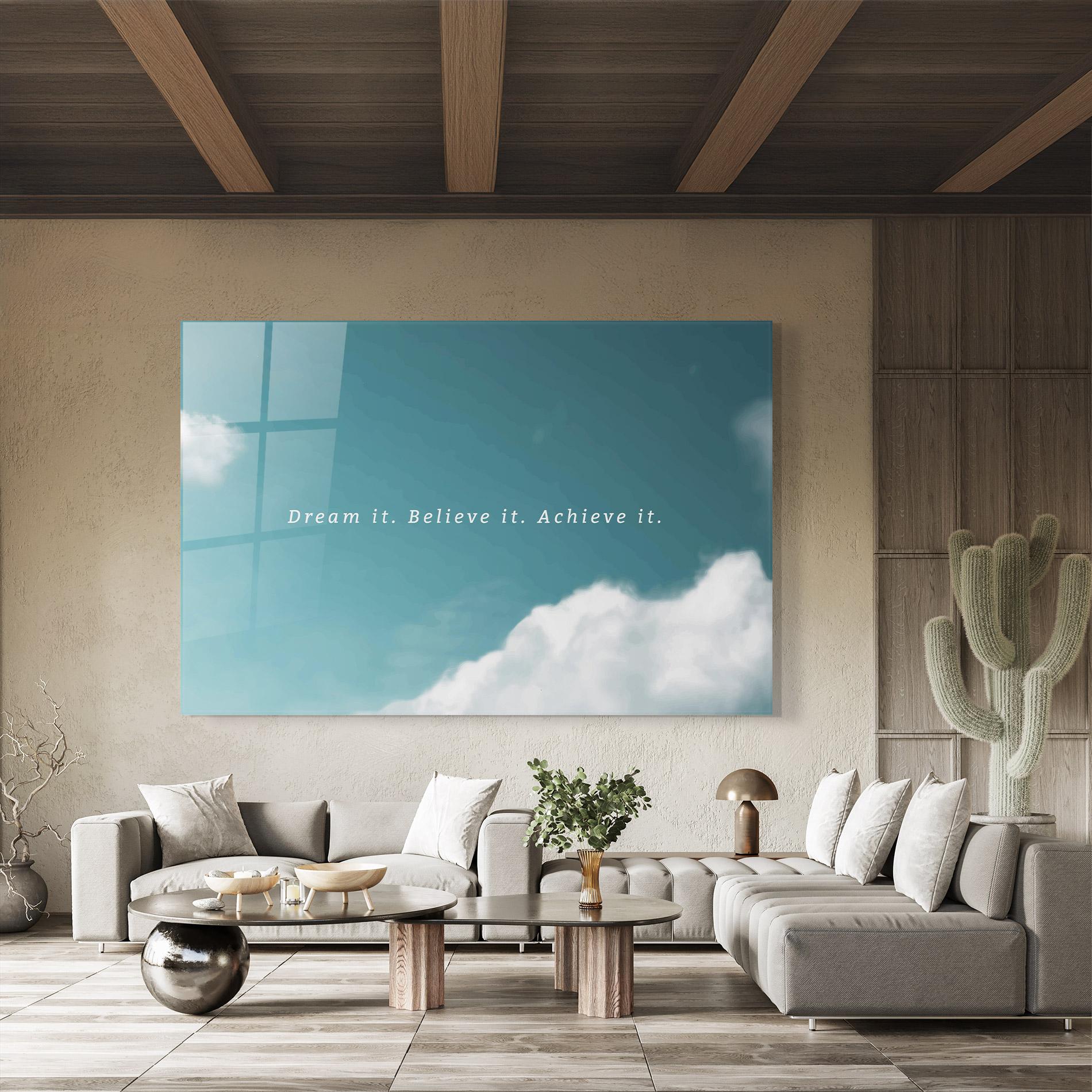 Üvegkép Clouds Text Green mockup 8