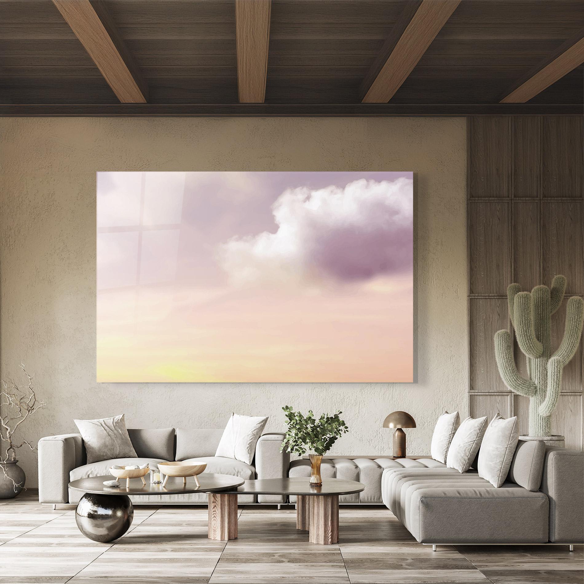 Üvegkép Clouds Watercolor Cream mockup 8