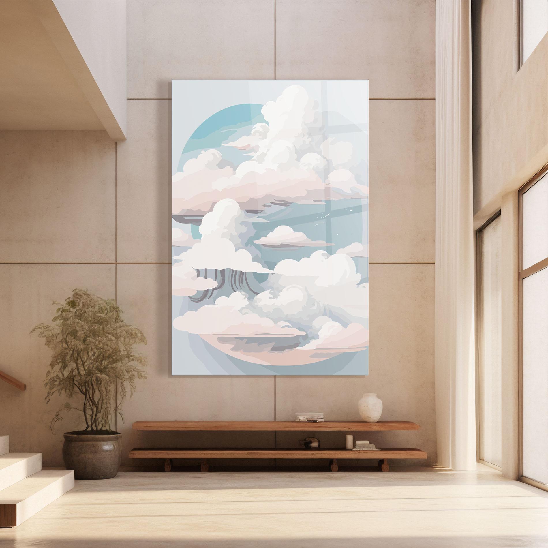 Üvegkép Cloud White Art mockup 8