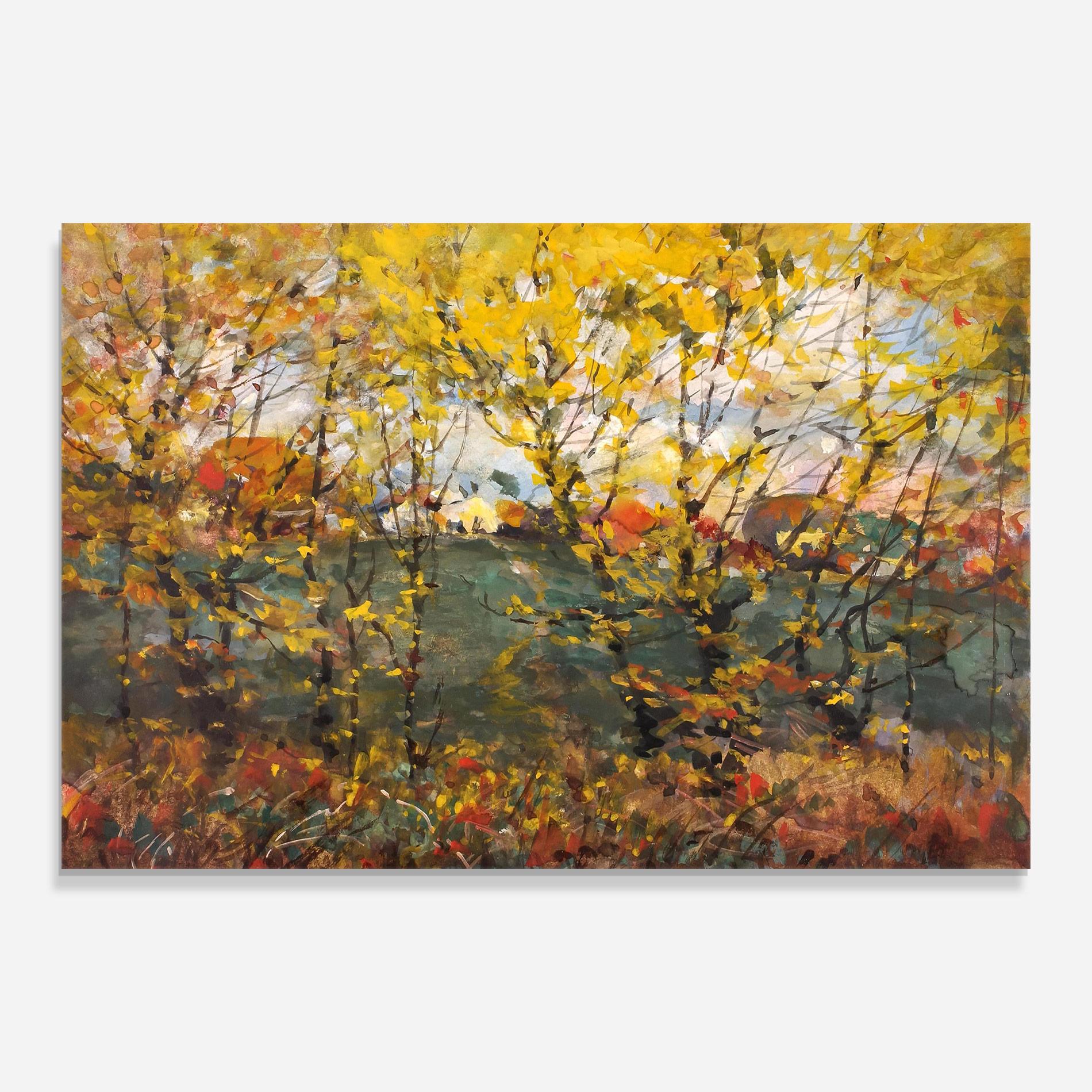 Üvegkép Autumn Painting Tree mockup 0