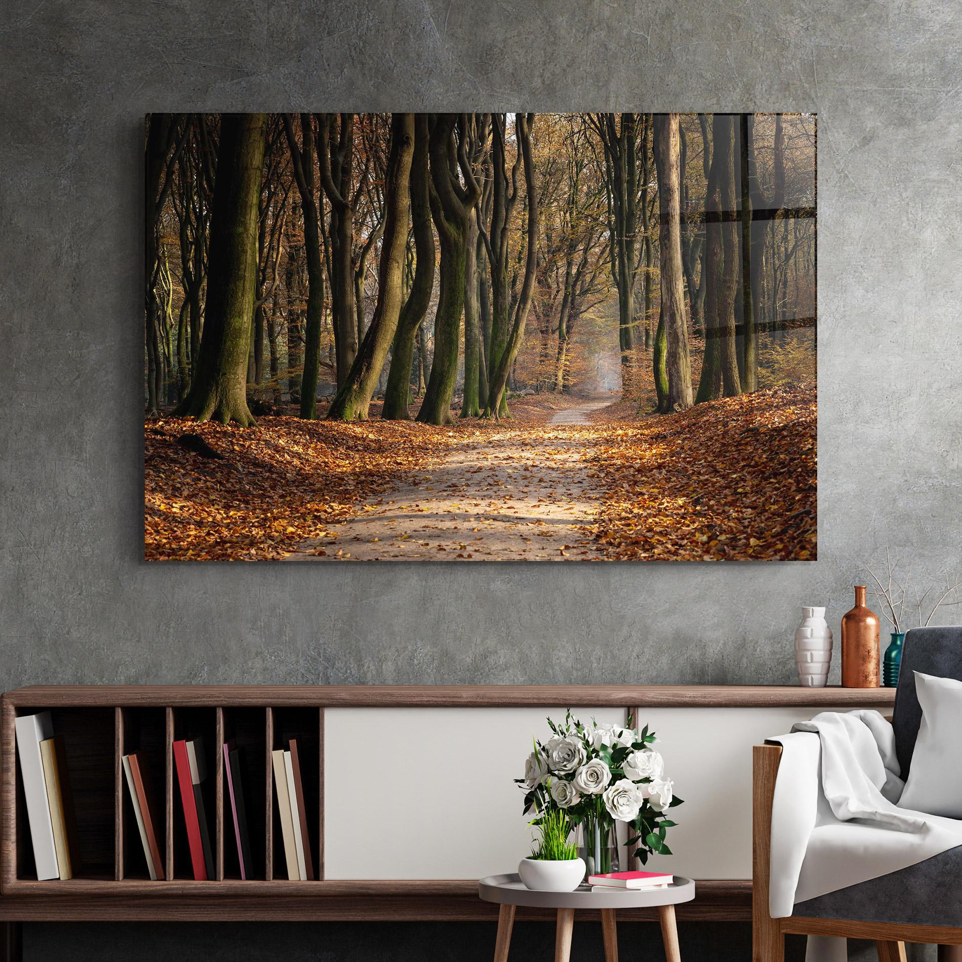 Üvegkép Autumn Path Forest mockup 2