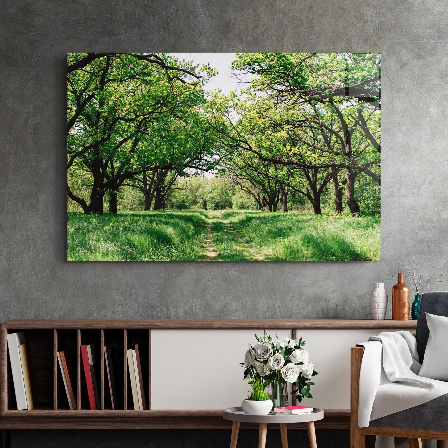 Üvegkép Forest Green Path mockup 2