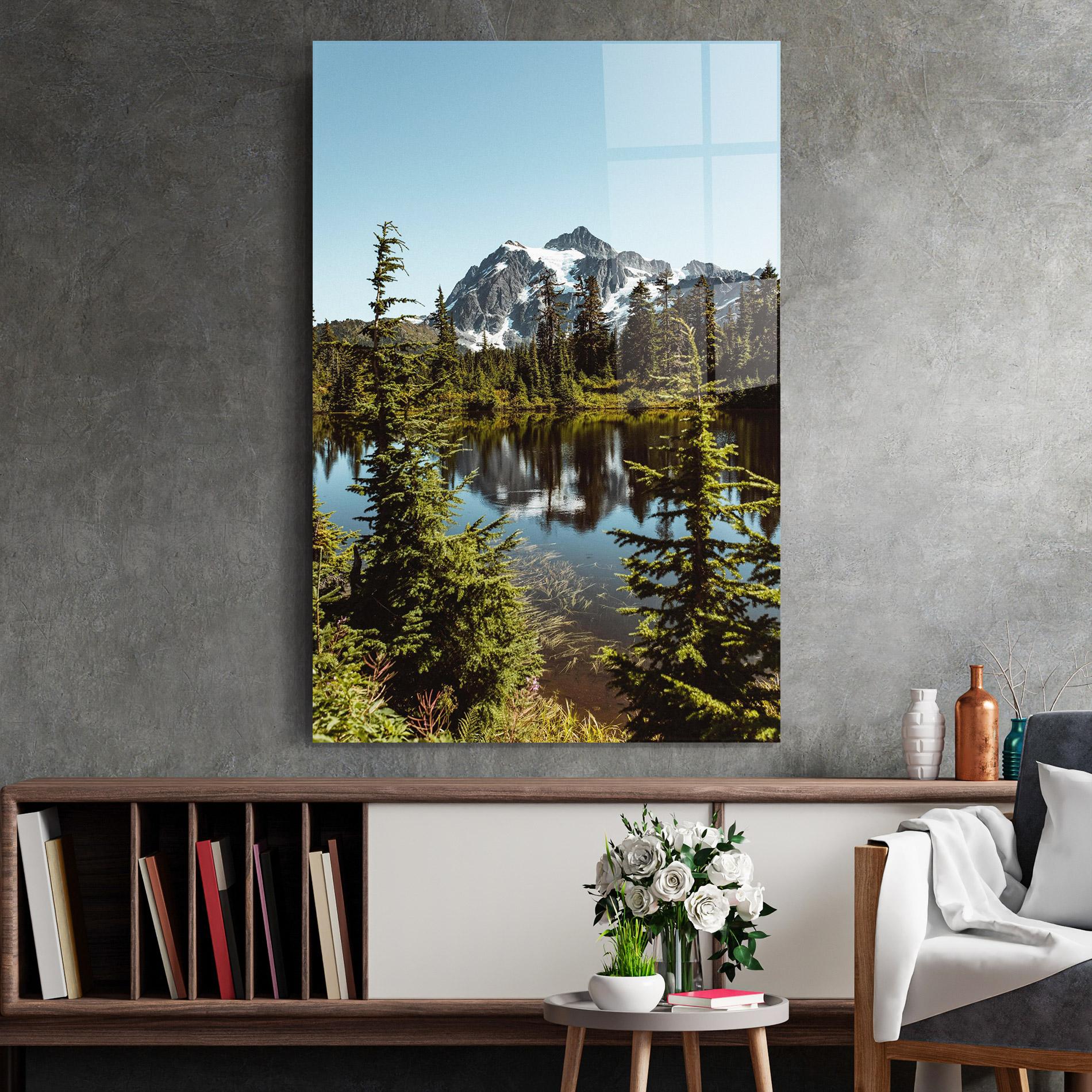 Üvegkép Forest Snow Mountain mockup 2