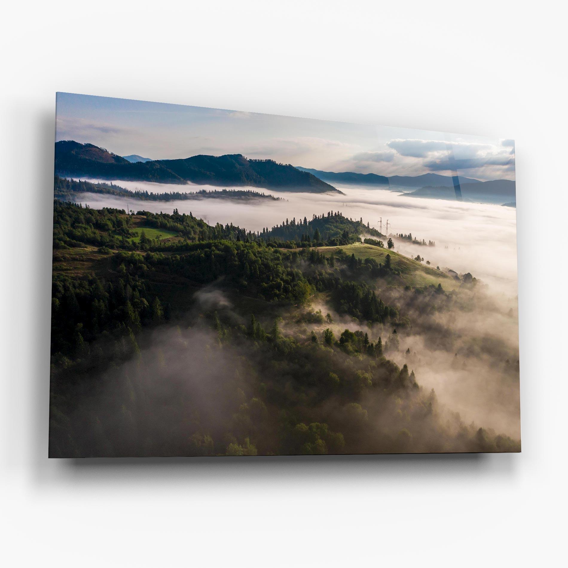 Üvegkép Foggy Forest View mockup 6