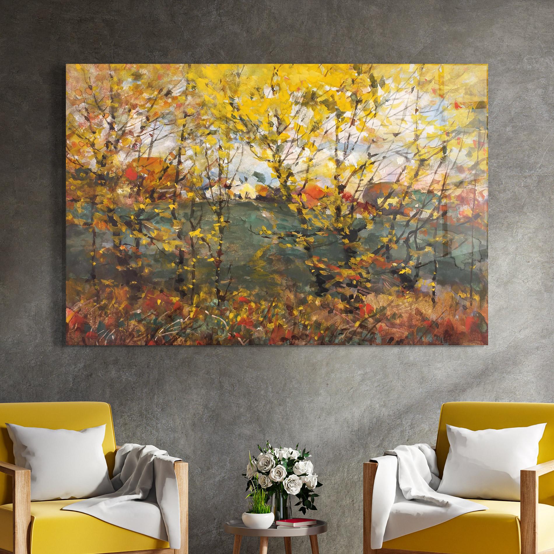 Üvegkép Autumn Painting Tree mockup 4