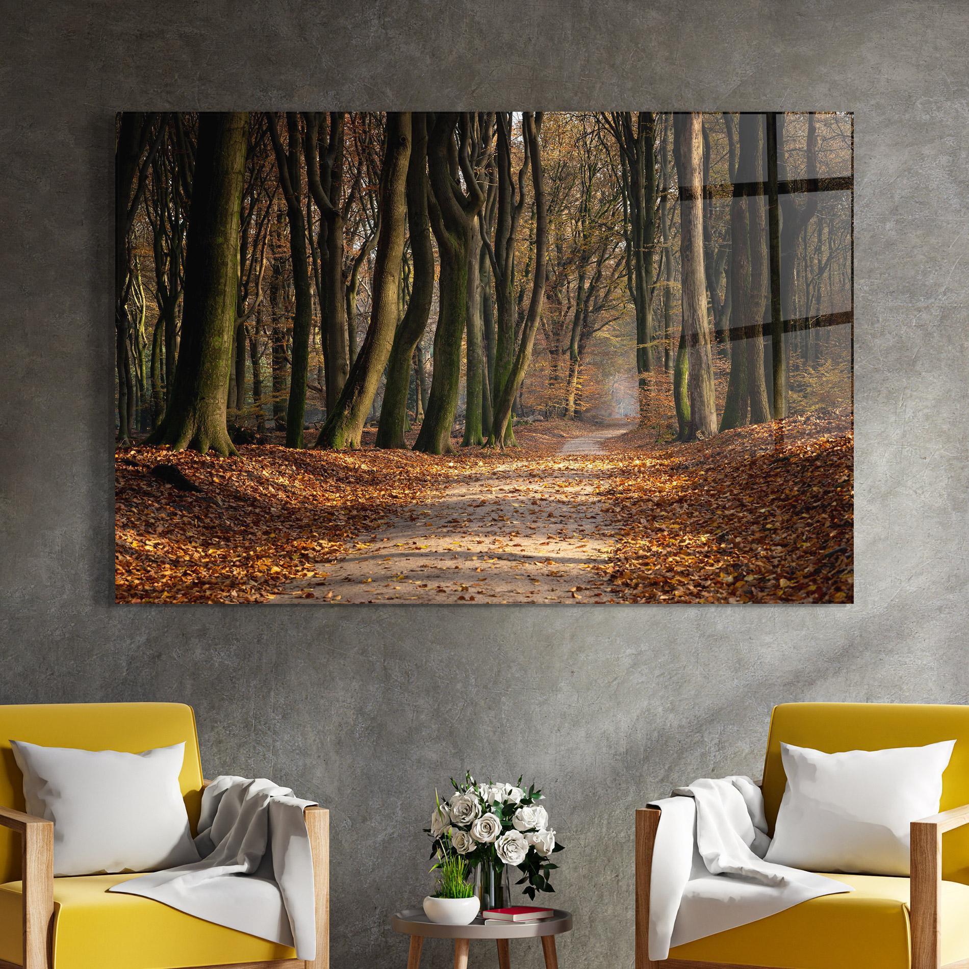 Üvegkép Autumn Path Forest mockup 4