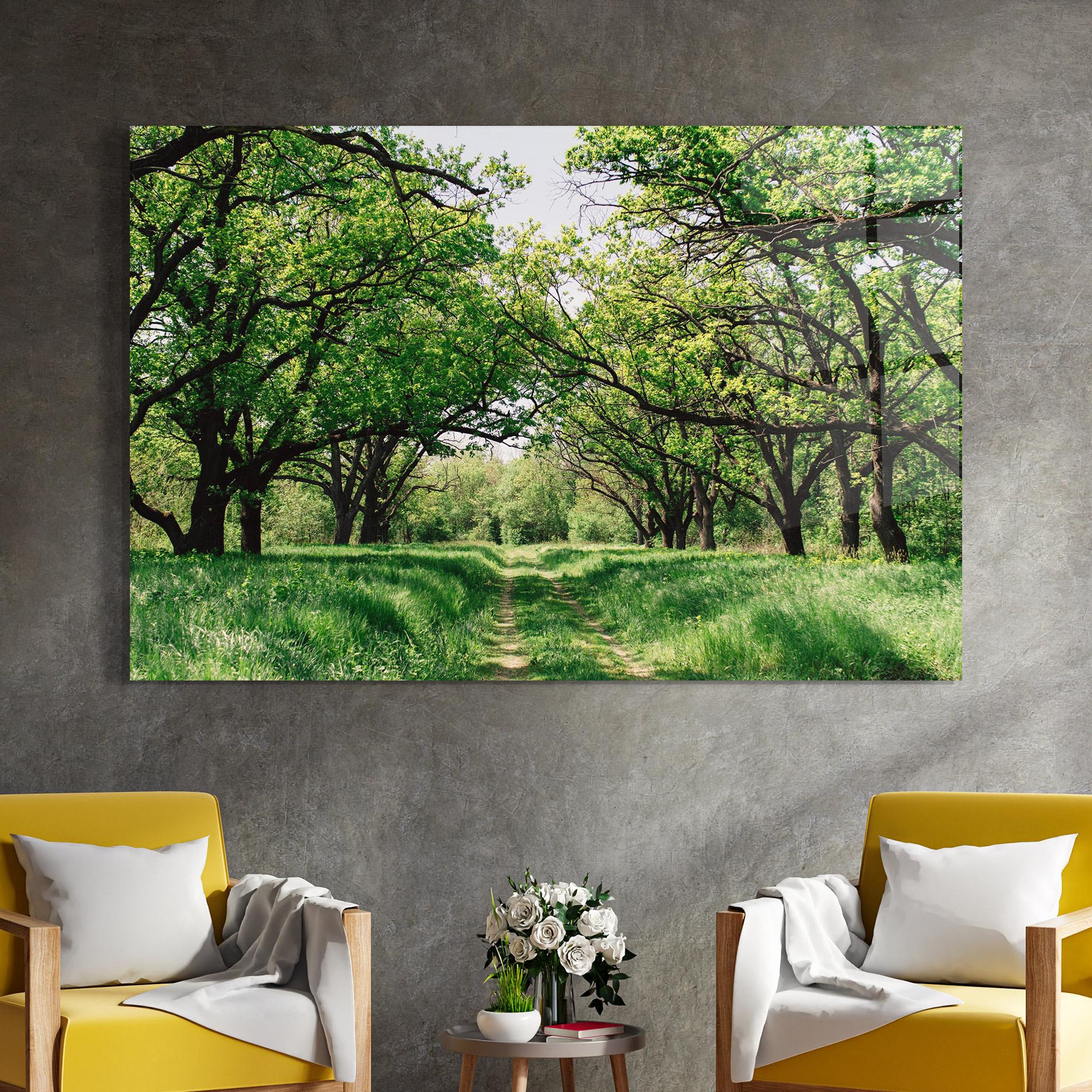 Üvegkép Forest Green Path mockup 4