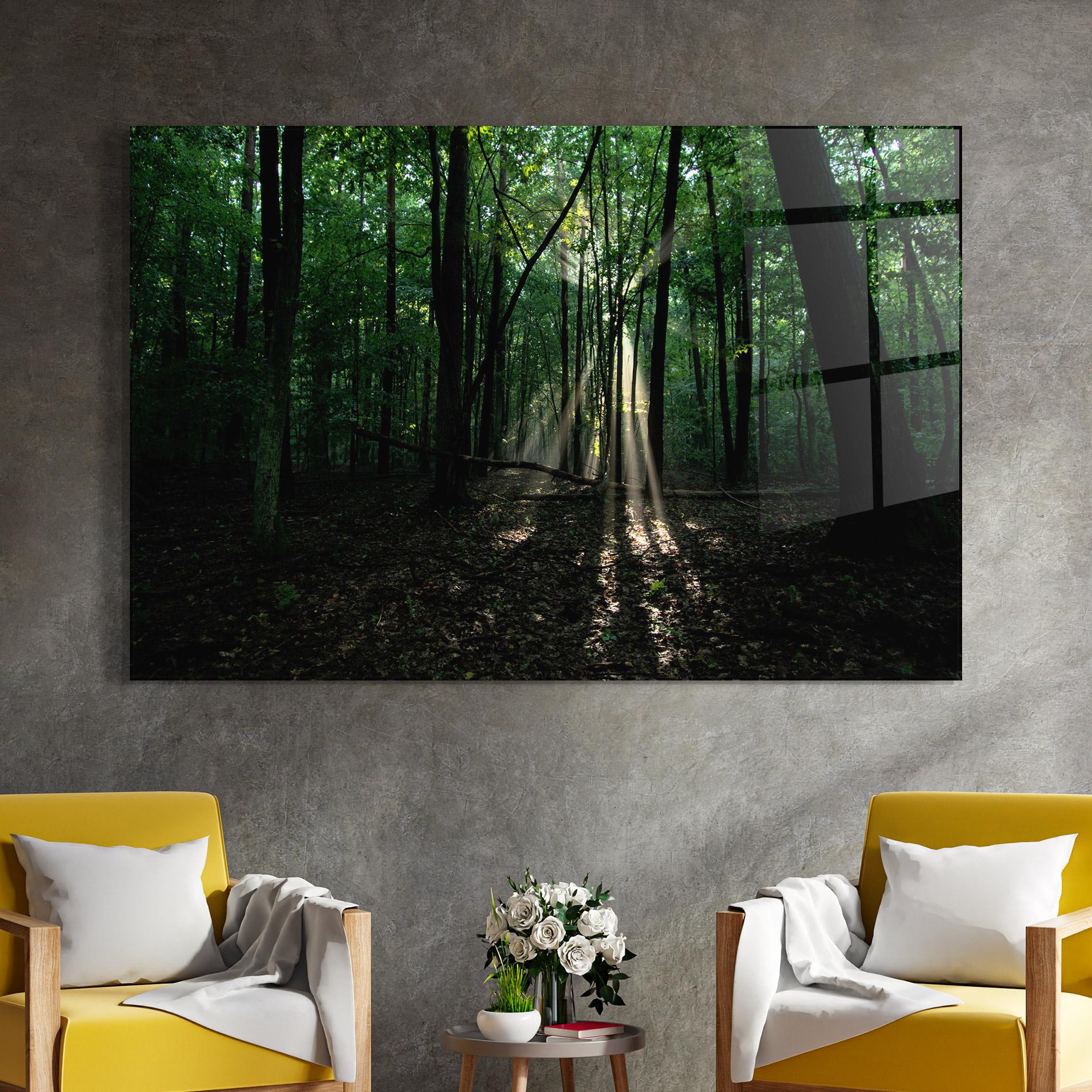Üvegkép Forest Sun Light mockup 4