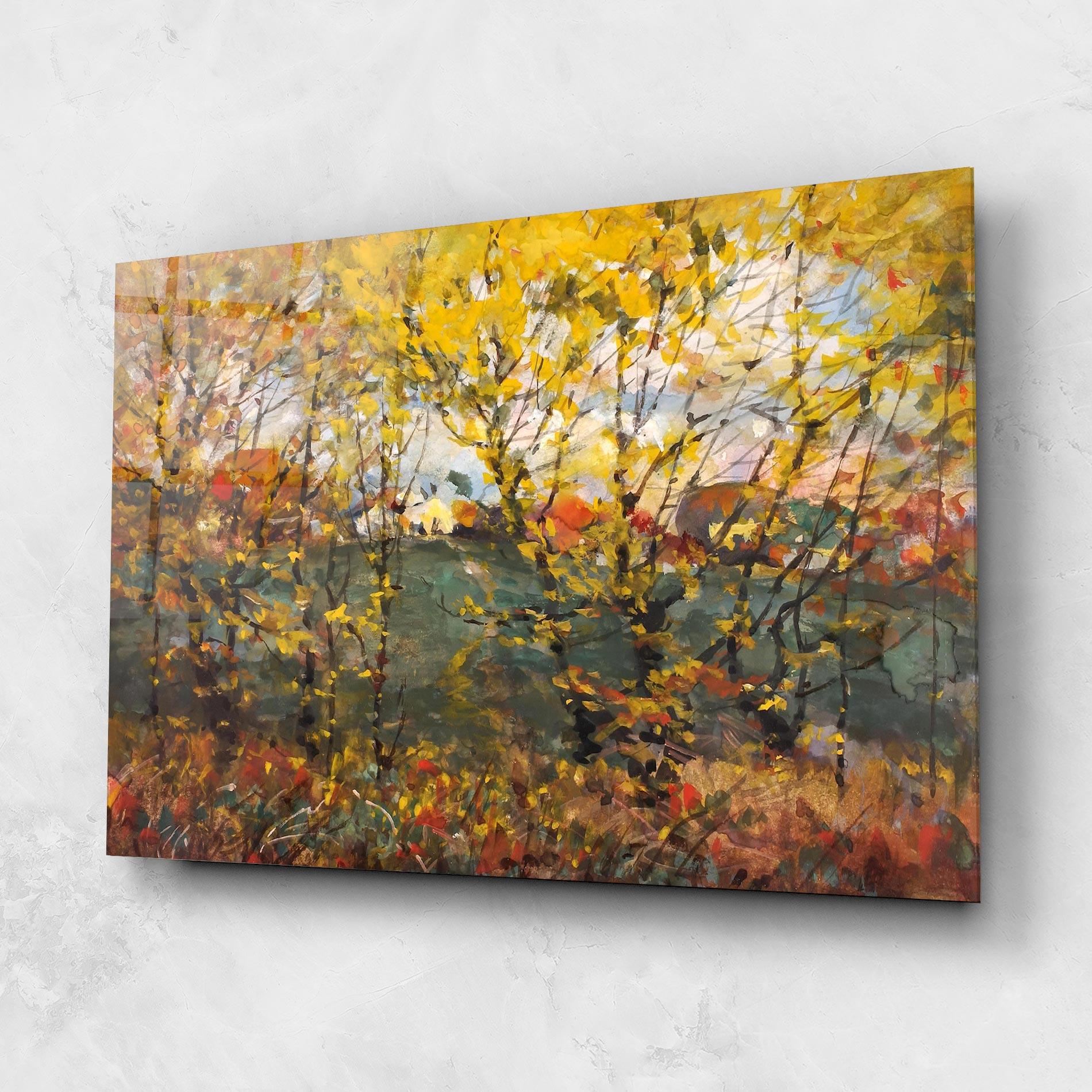 Üvegkép Autumn Painting Tree mockup 1