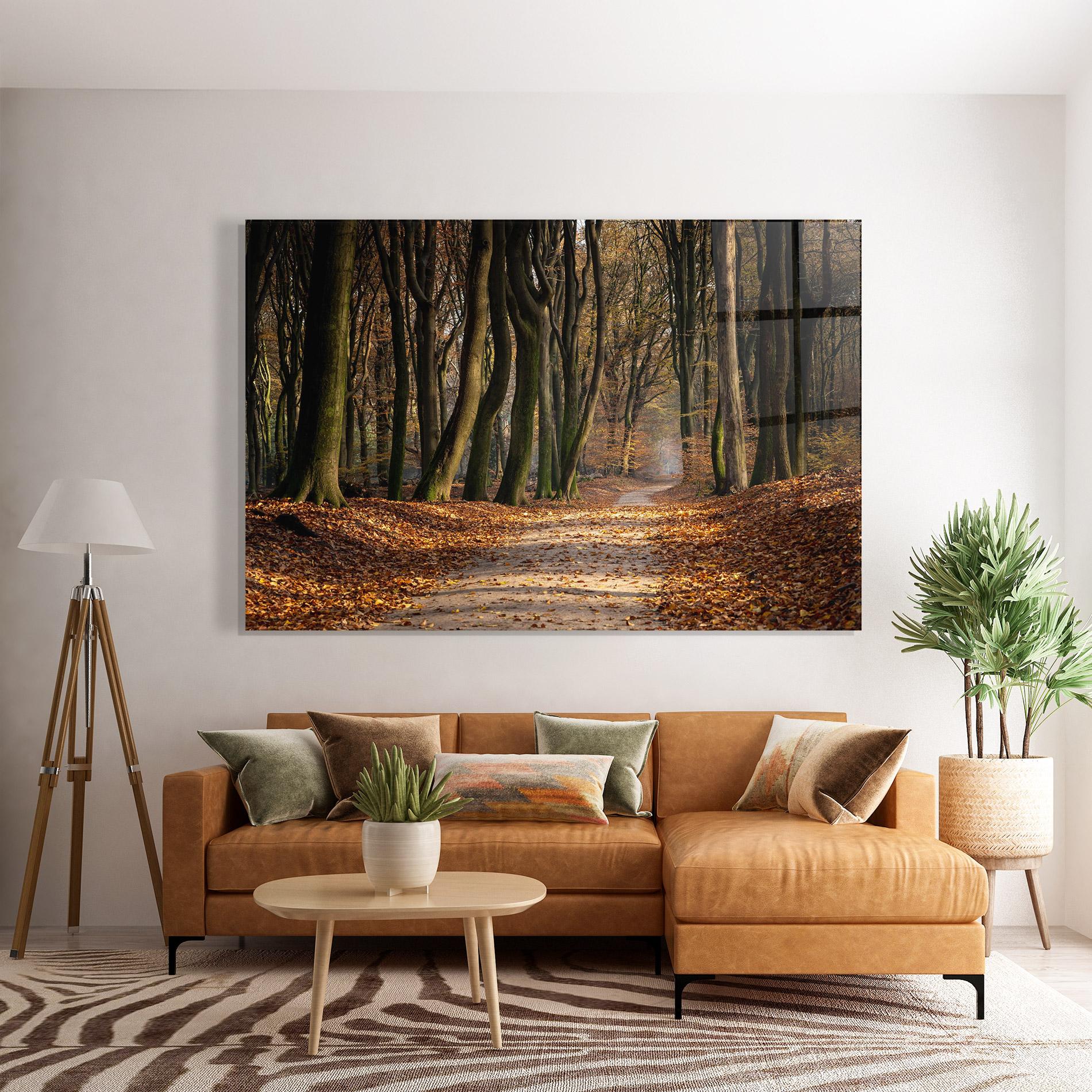 Üvegkép Autumn Path Forest mockup 7