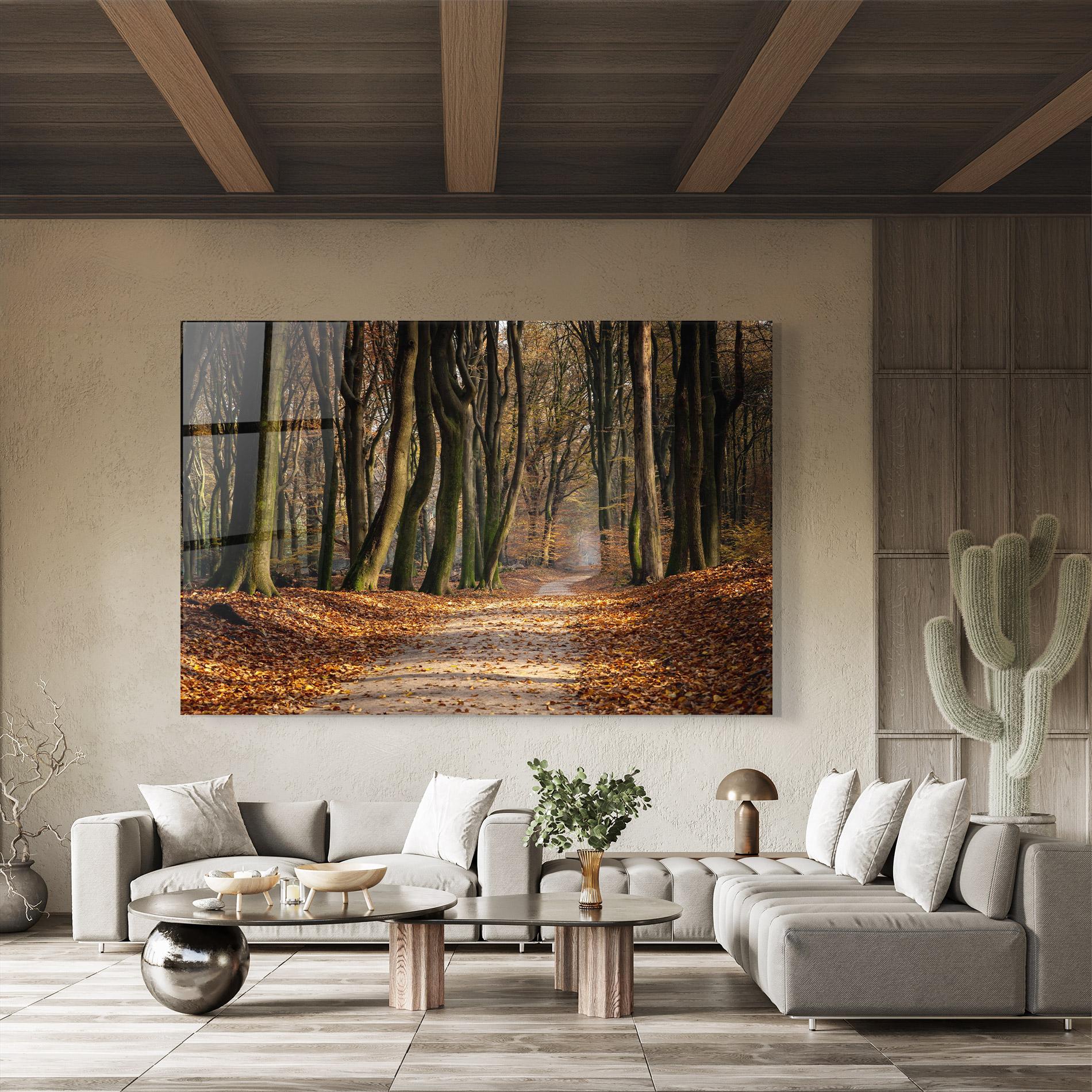 Üvegkép Autumn Path Forest mockup 8