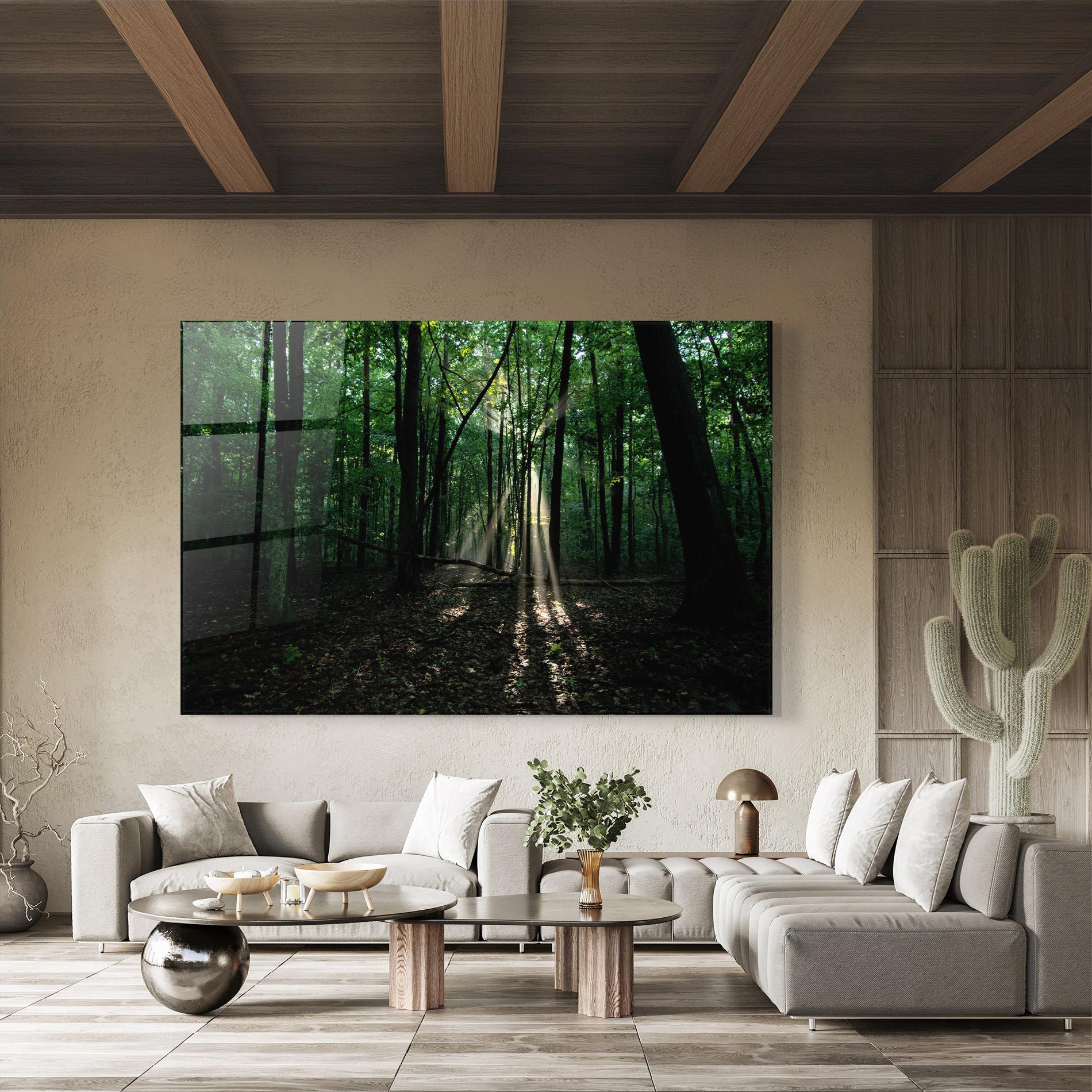 Üvegkép Forest Sun Light mockup 8