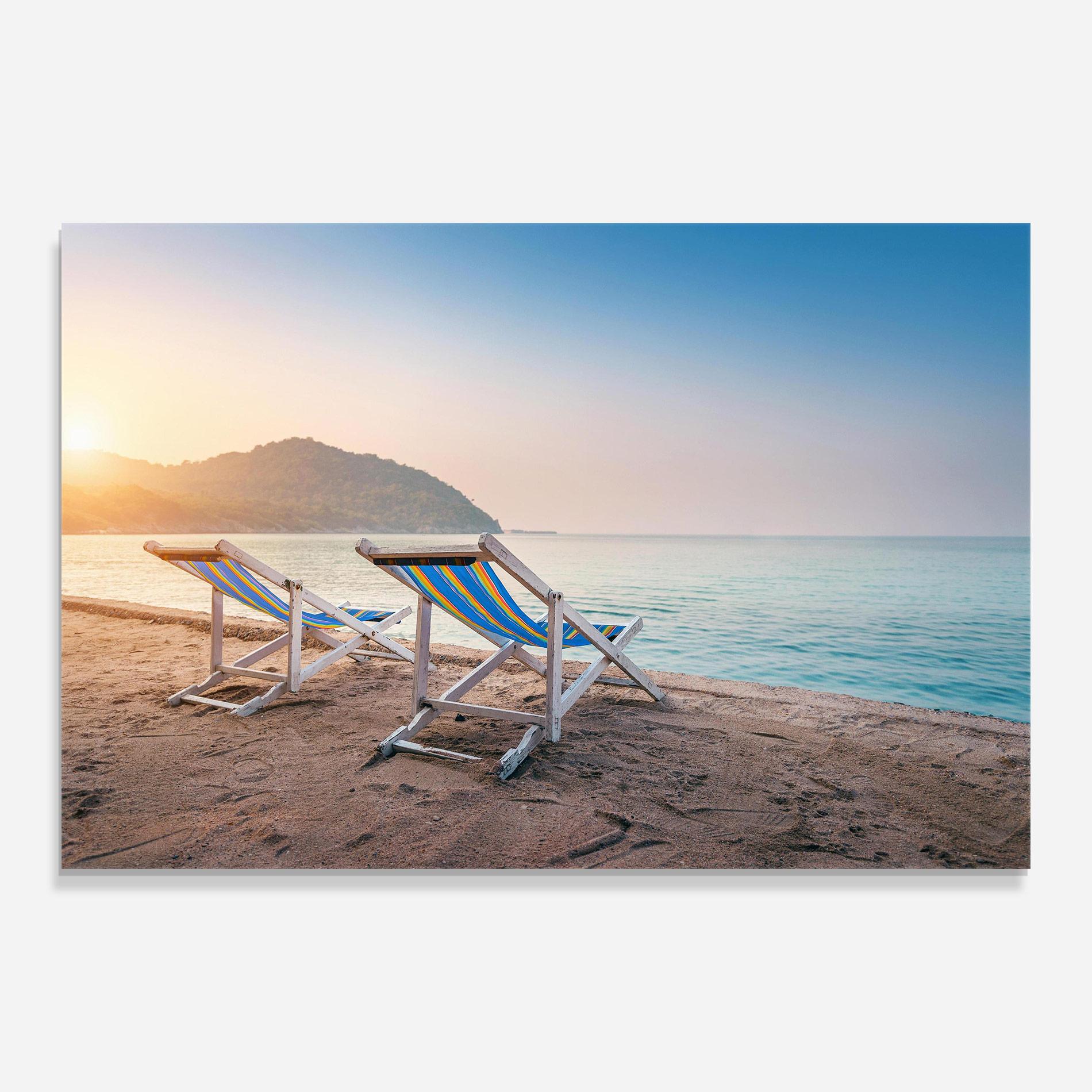 Üvegkép Colorful Beach Chairs mockup 0