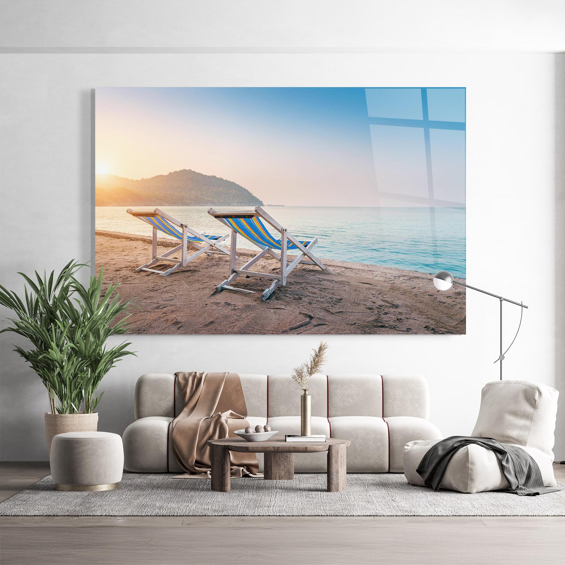 Üvegkép Colorful Beach Chairs mockup 9
