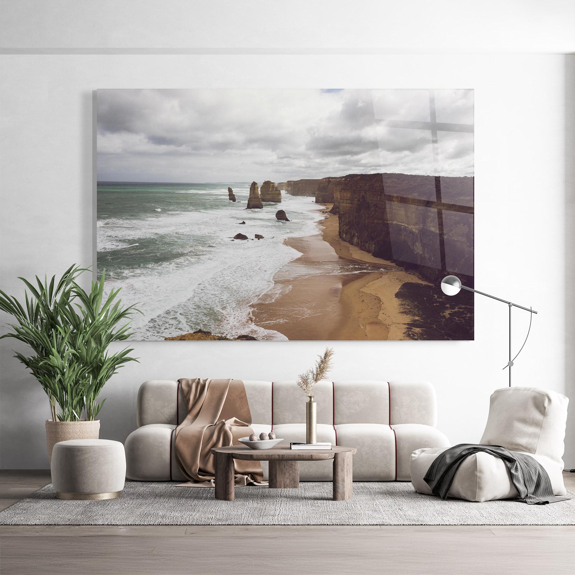 Üvegkép Grey Clouds Beach mockup 9